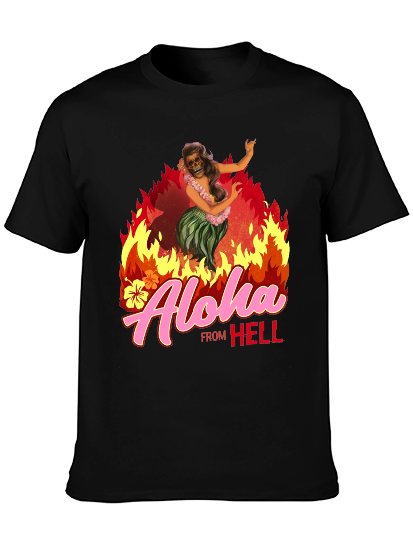Black Aloha From Hell Graphic T-Shirt view 3