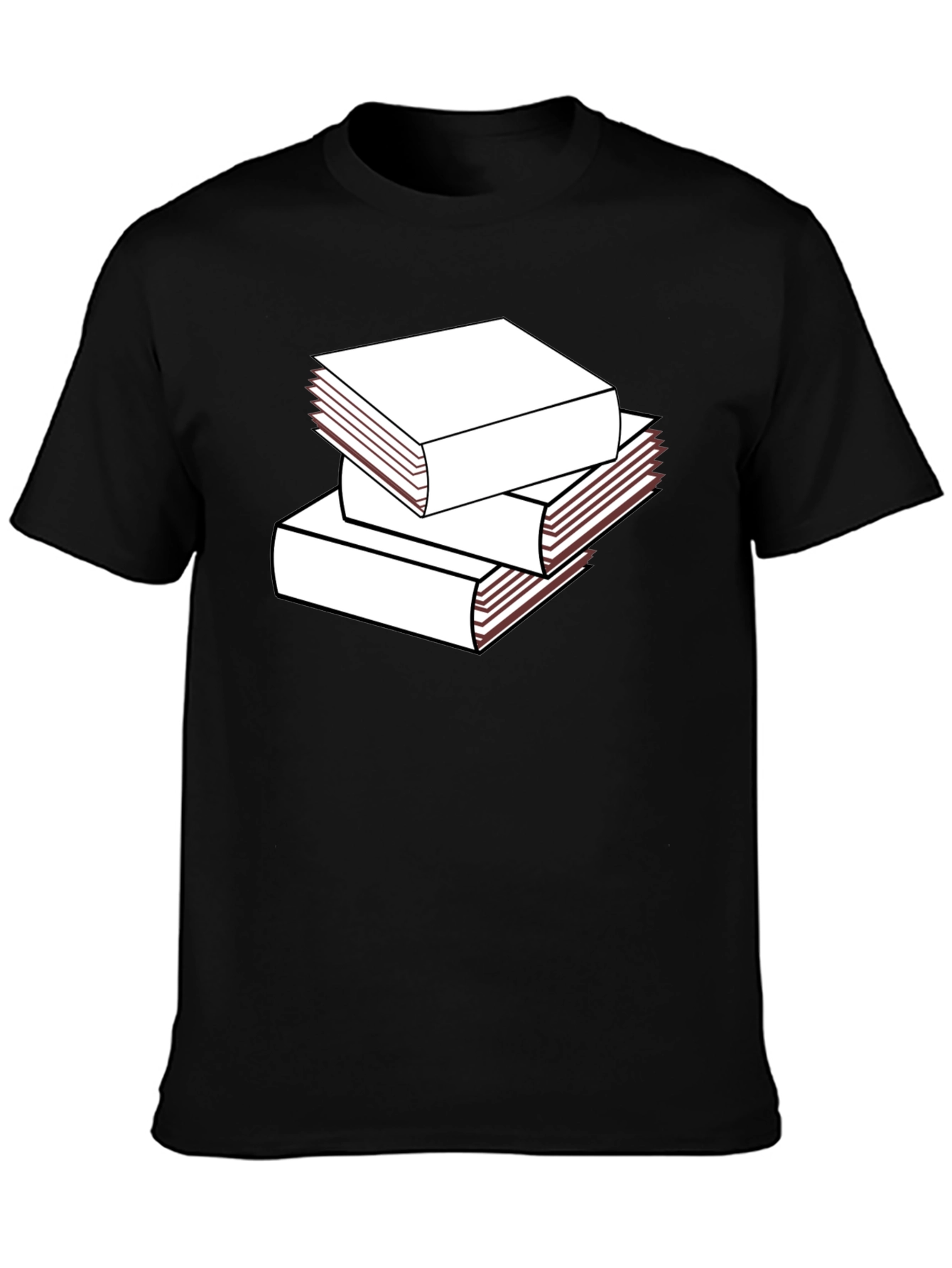 Black Stacked Books Graphic T-Shirt - Black view 3