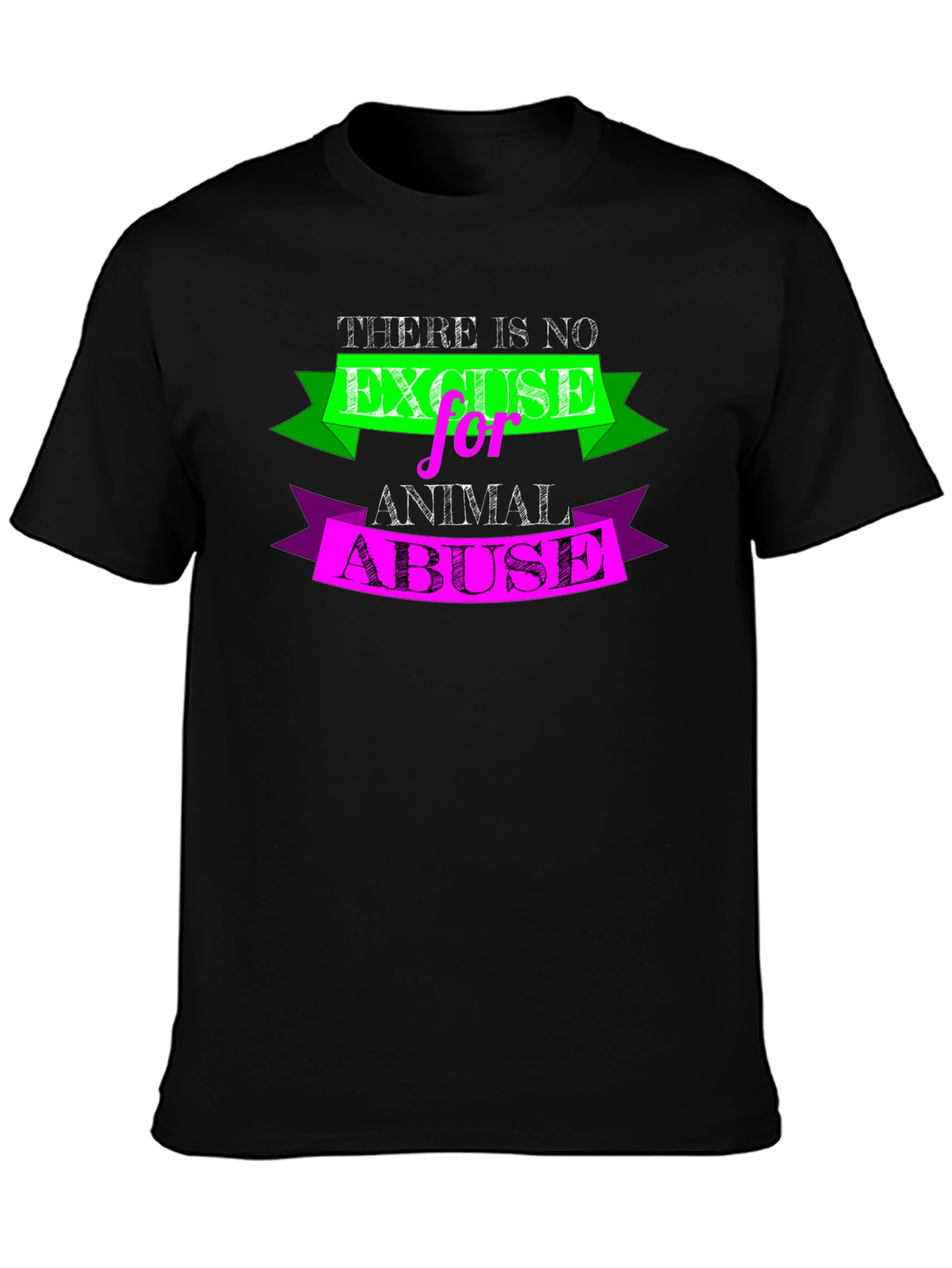 Black Animal Abuse Awareness Black T-Shirt view 3