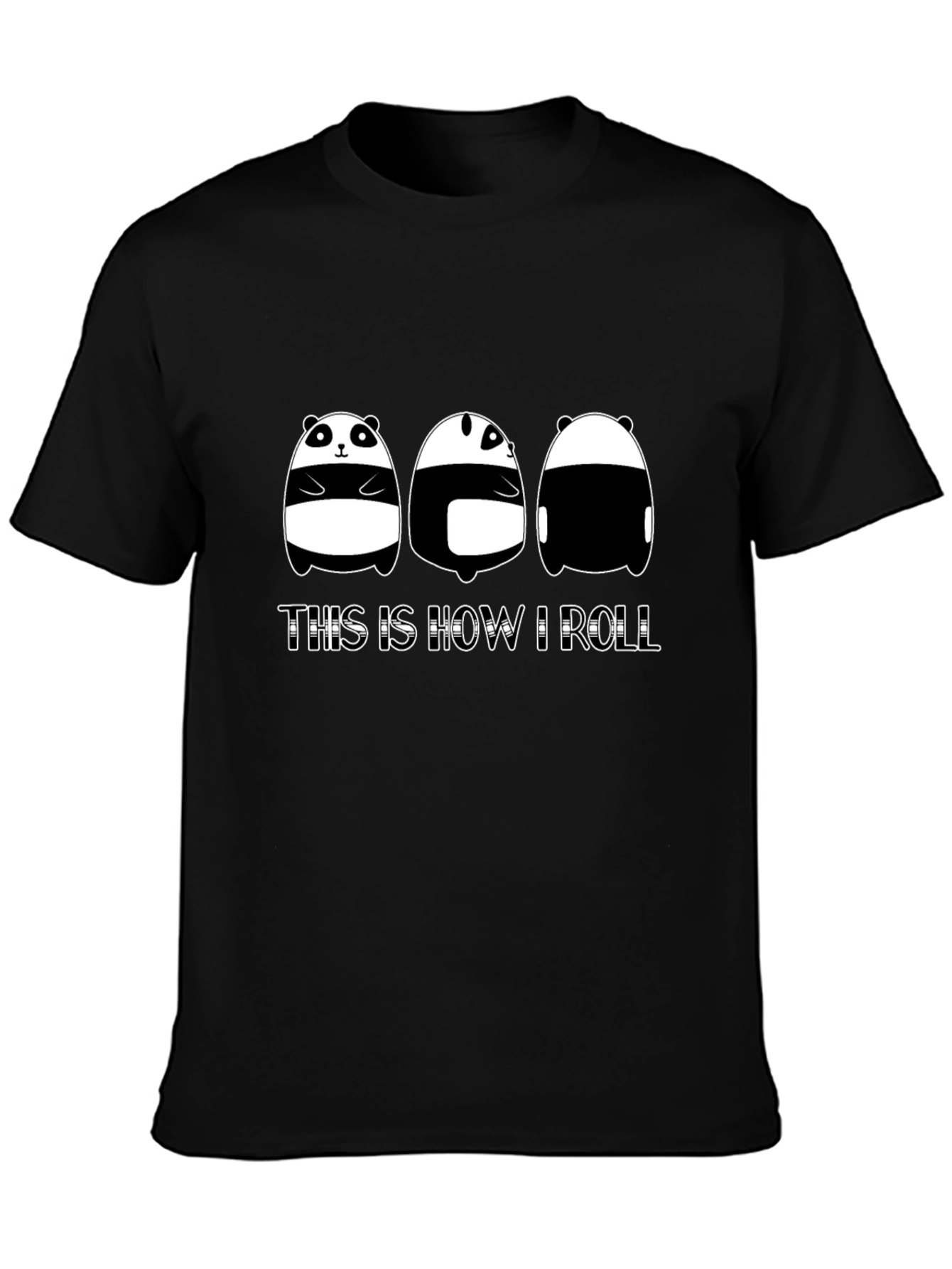 Black Panda 'This is How I Roll' Black T-Shirt view 3