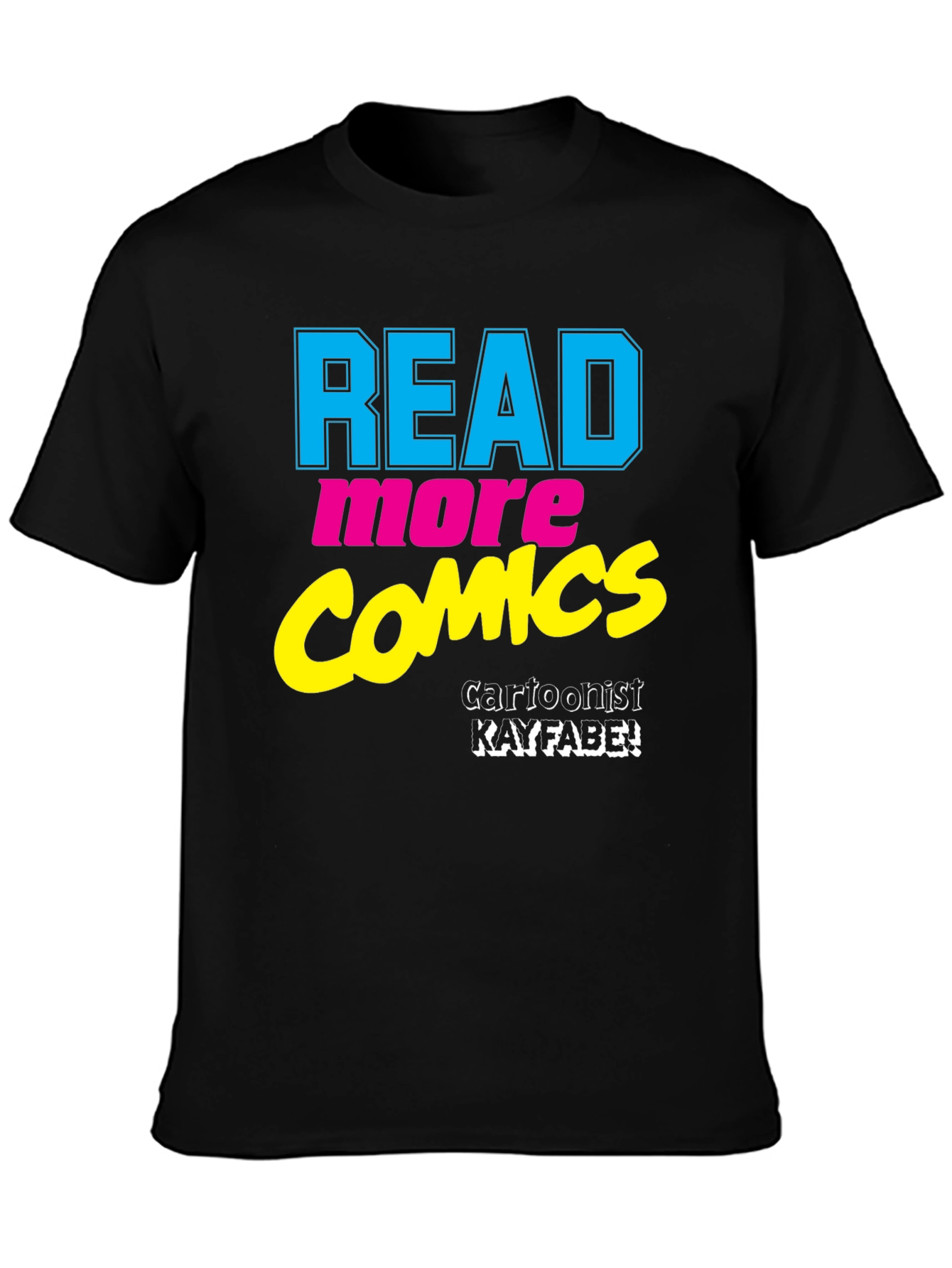 Black Read More Comics T-Shirt - Cartoonist Kayfabe view 3