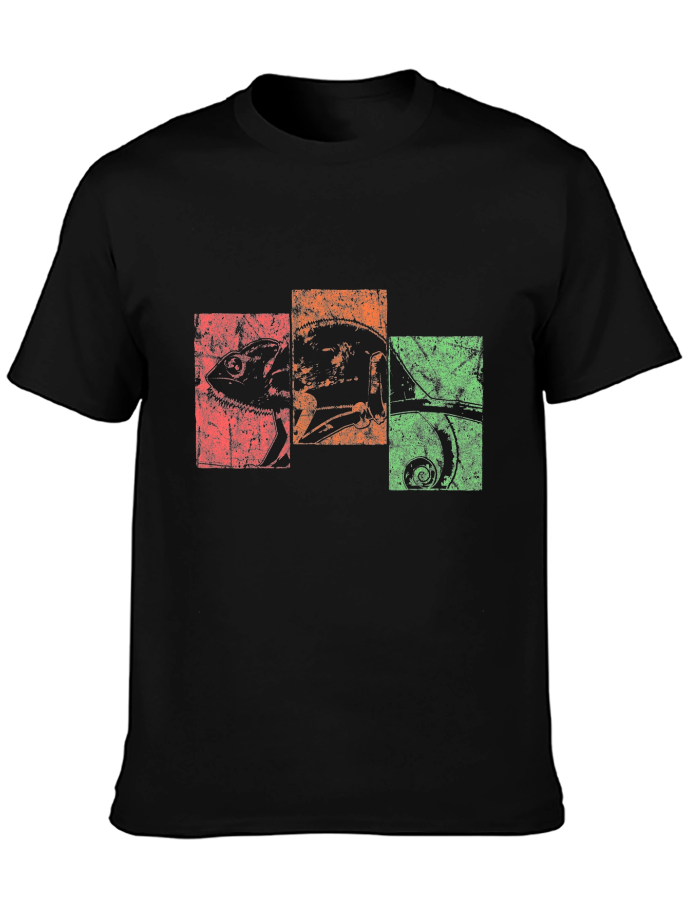 Black Retro Chameleon Graphic Tee - Black view 3