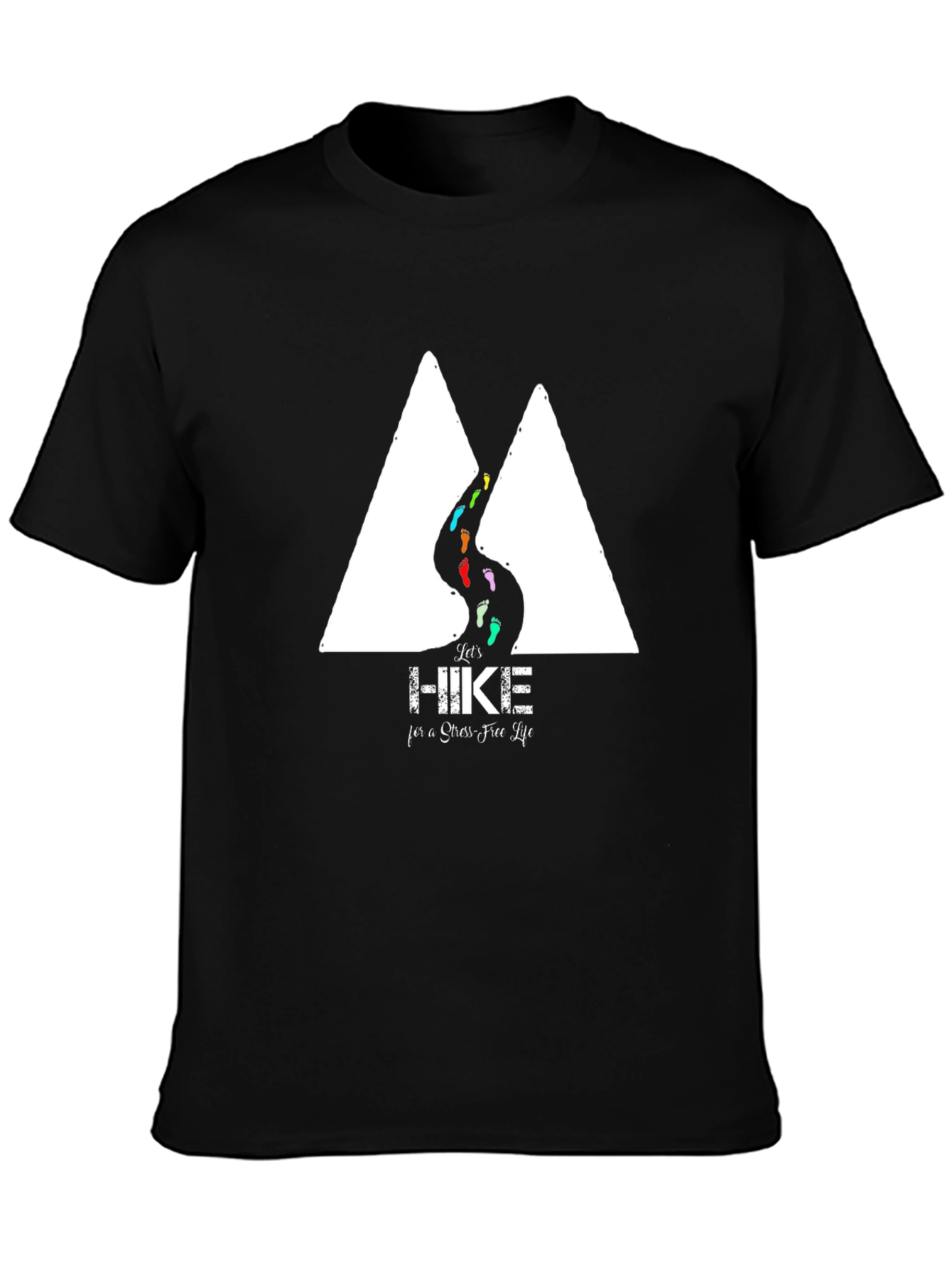 Black Hike for a Stress-Free Life T-Shirt view 3
