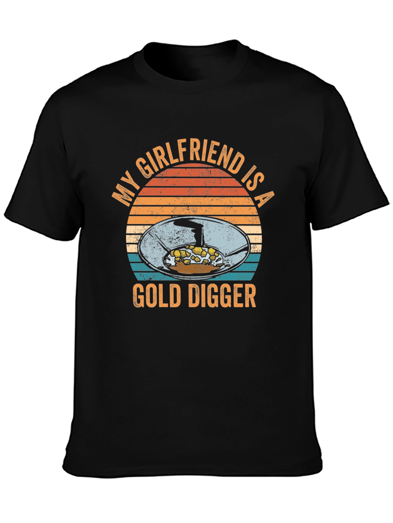 Black Funny "My Girlfriend is a Gold Digger" Graphic T-Shirt view 3