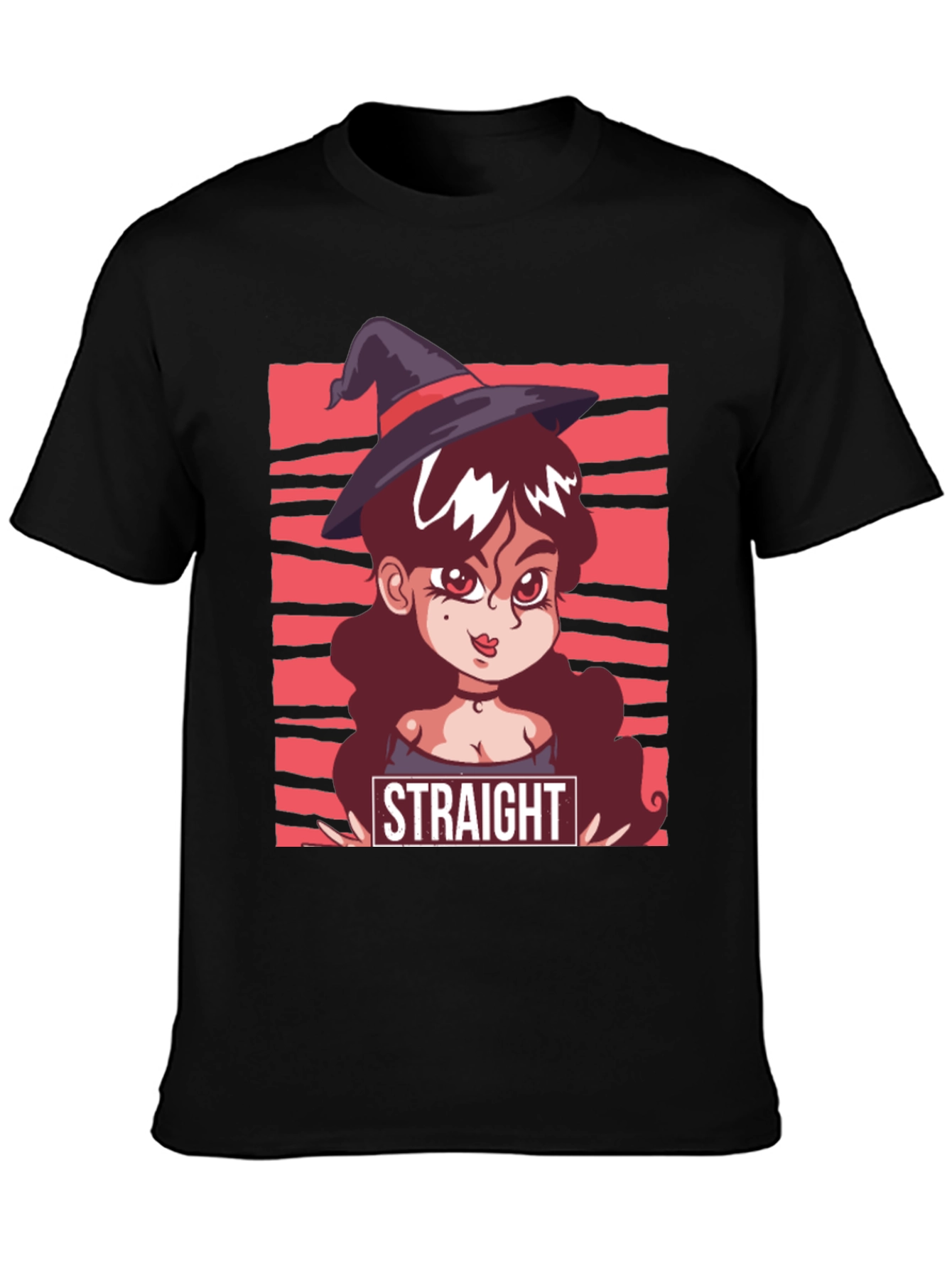 Black Straight Witch T-Shirt - Graphic Tee view 3