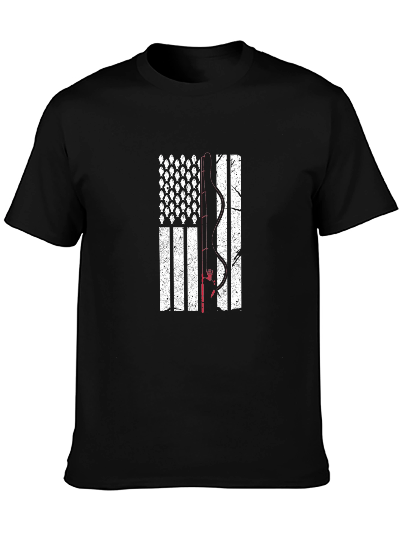 Black Fishing American Flag T-Shirt view 3