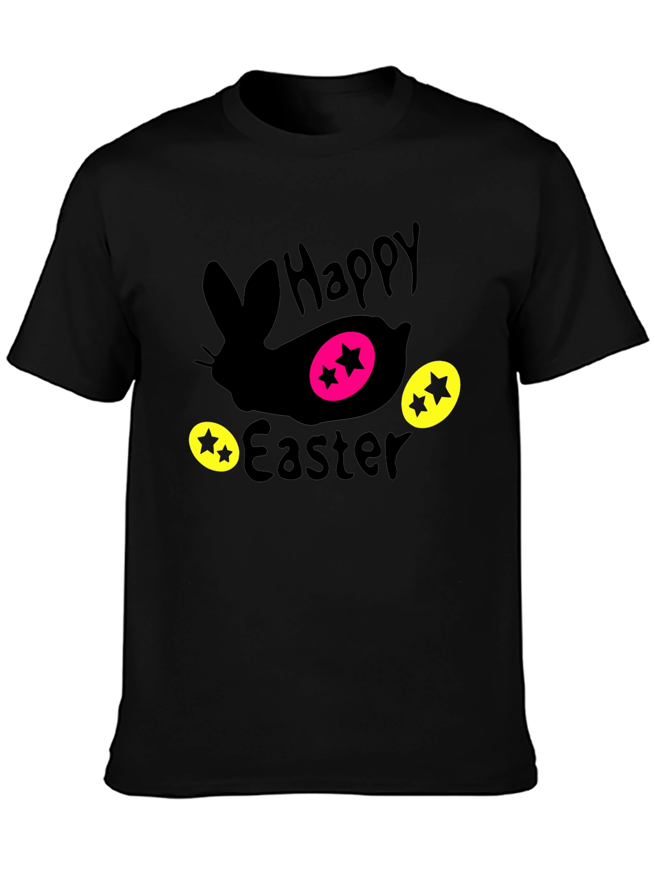 Black Happy Easter Bunny T-Shirt view 3