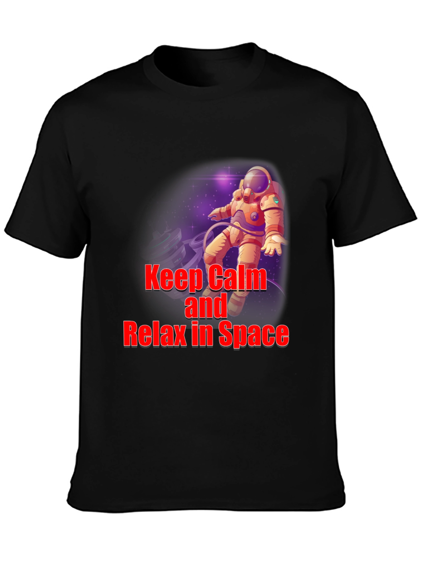 Black Keep Calm Astronaut T-Shirt - Space Design view 3
