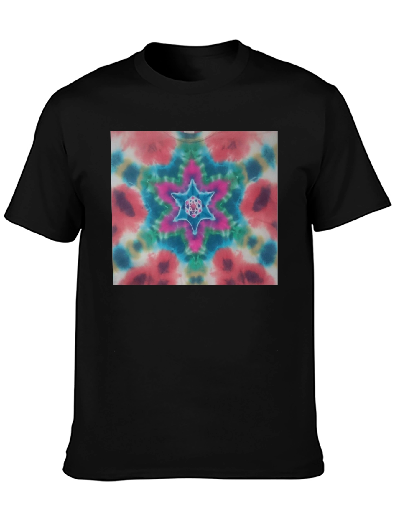 Black Colorful Tie-Dye Starburst Graphic Tee - Unisex view 3