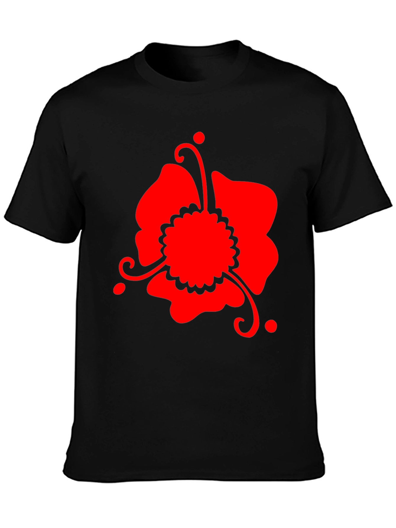 Black Red Floral Graphic Black T-Shirt view 3