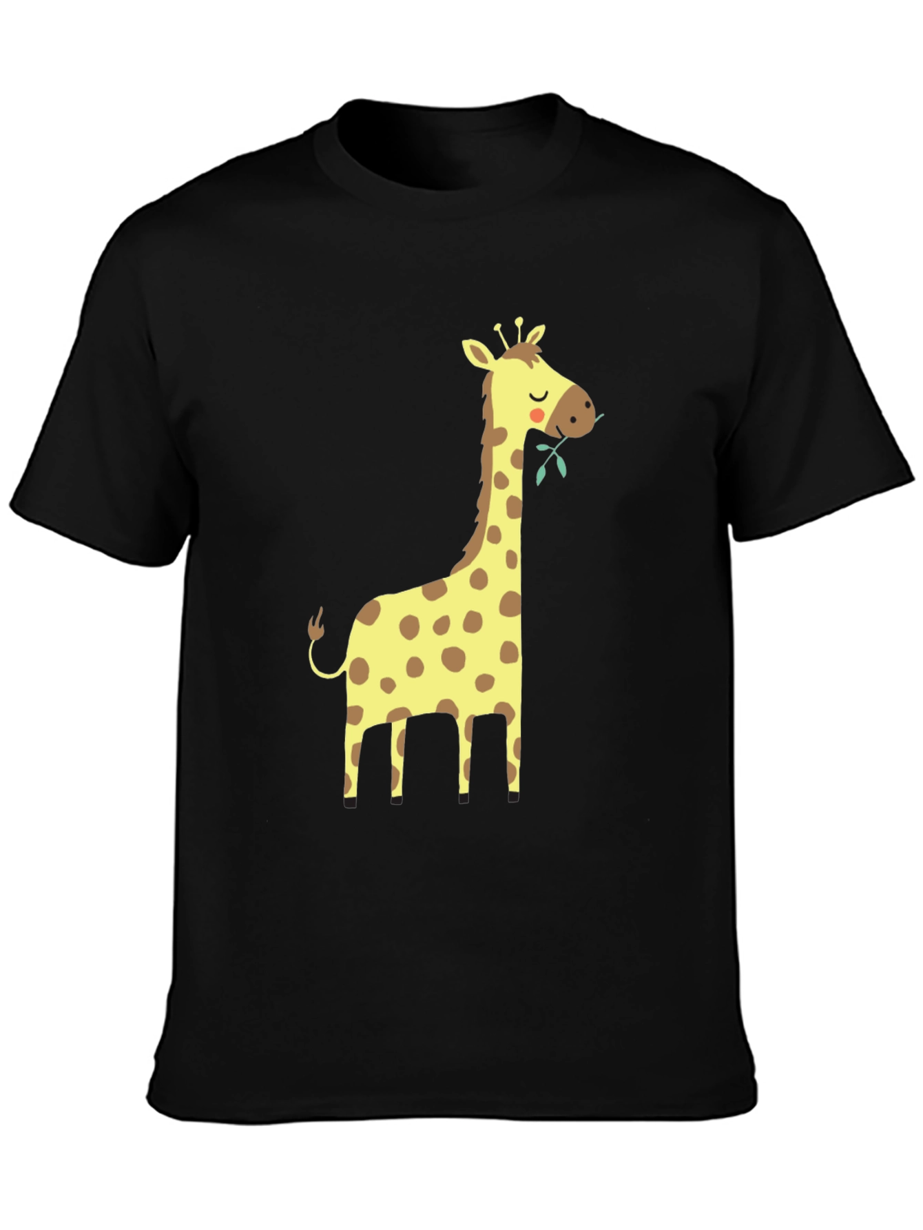 Black Giraffe Graphic Tee - Black Cotton T-Shirt view 3