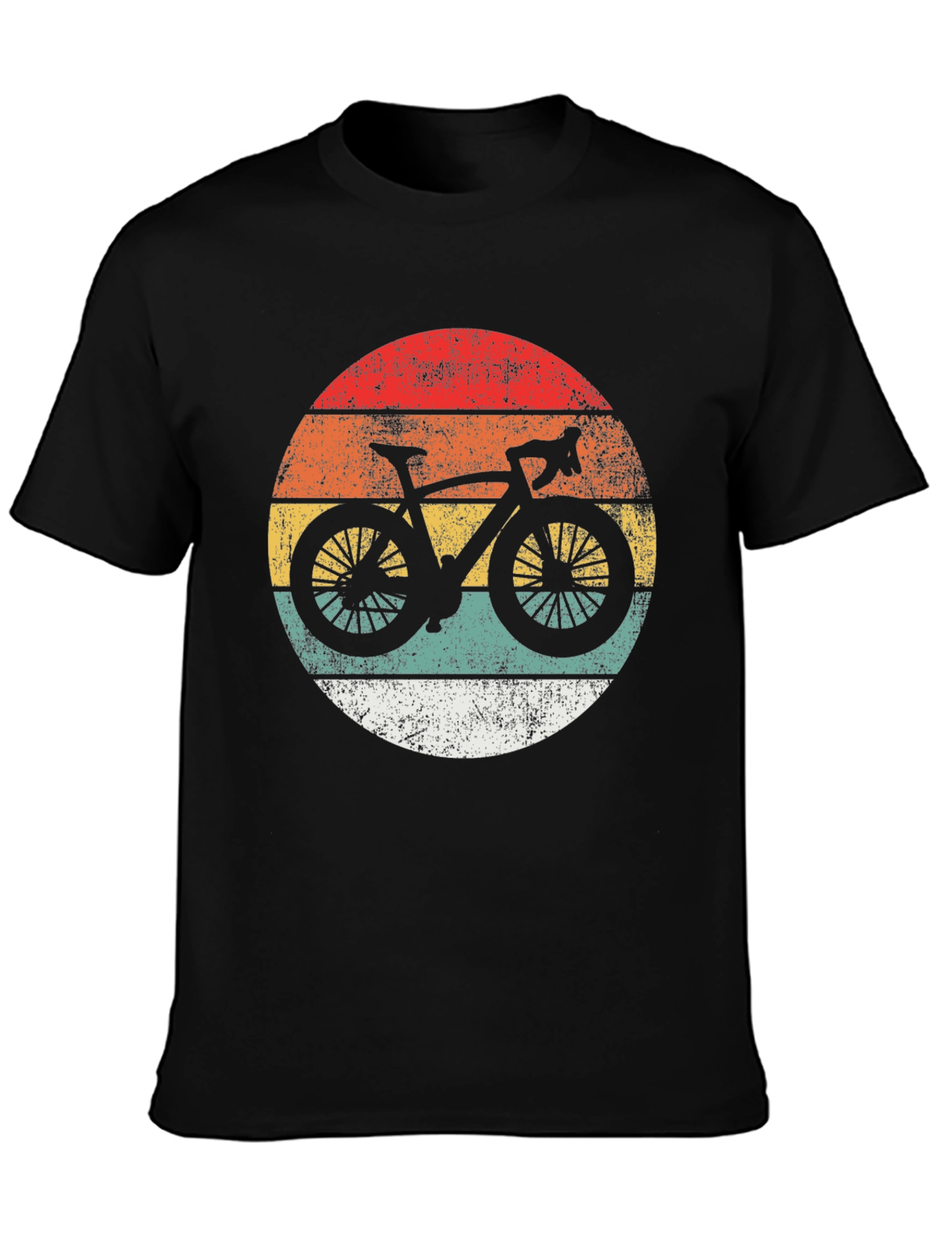 Black Retro Cycling Sunset T-Shirt view 3