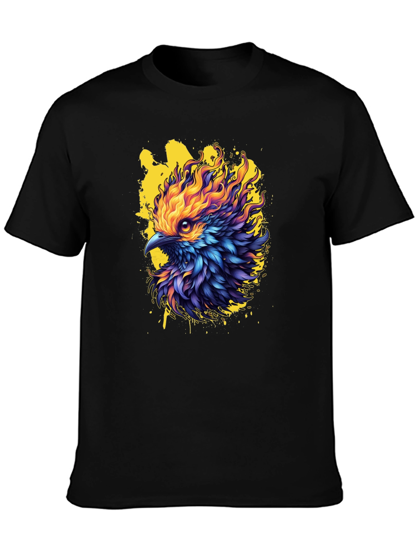 Black Fiery Phoenix Graphic Tee - Bold Statement Shirt view 3
