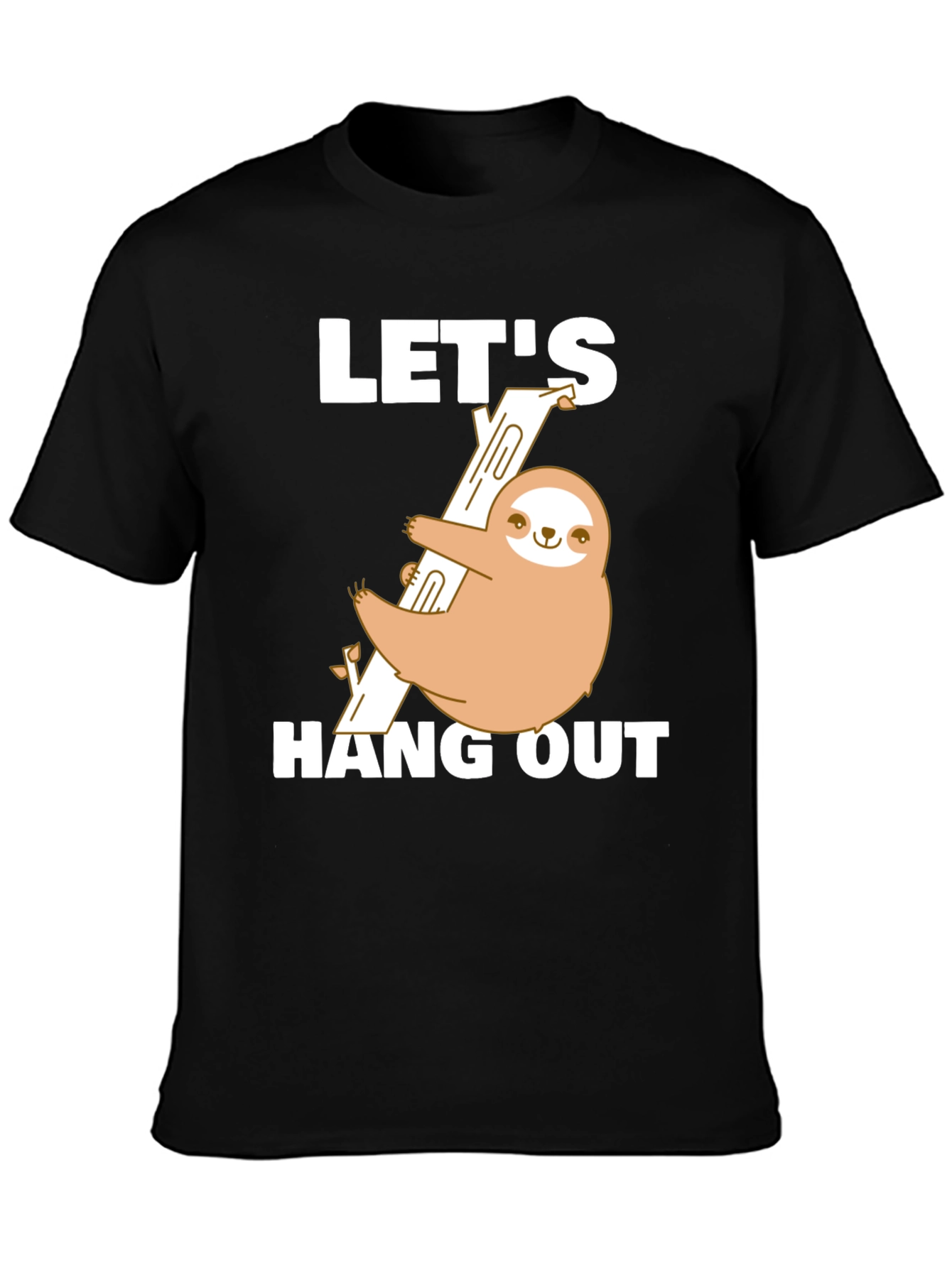 Black Sloth Hang Out T-Shirt Funny Tee view 3