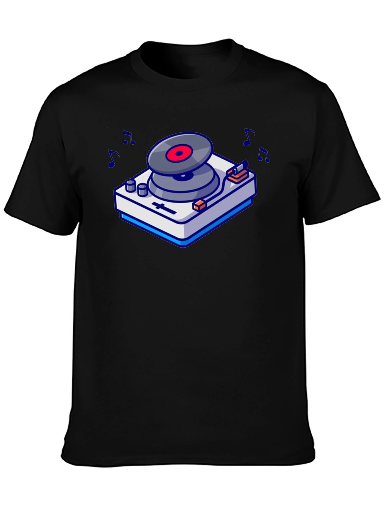 Black Retro Turntable Graphic T-Shirt - Music Lover's Tee view 3