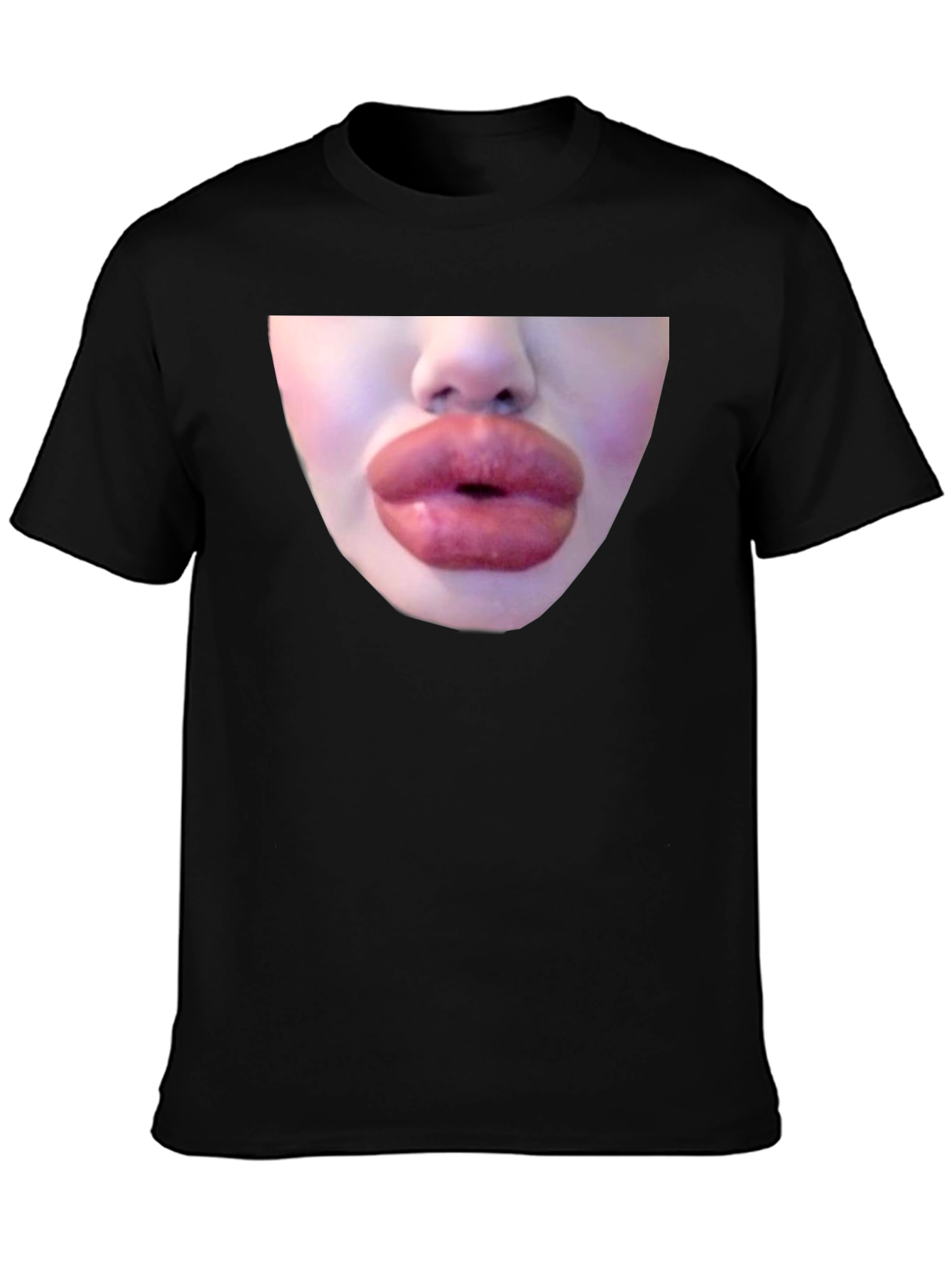 Black Statement Black Tee with Bold Lip Graphic view 3