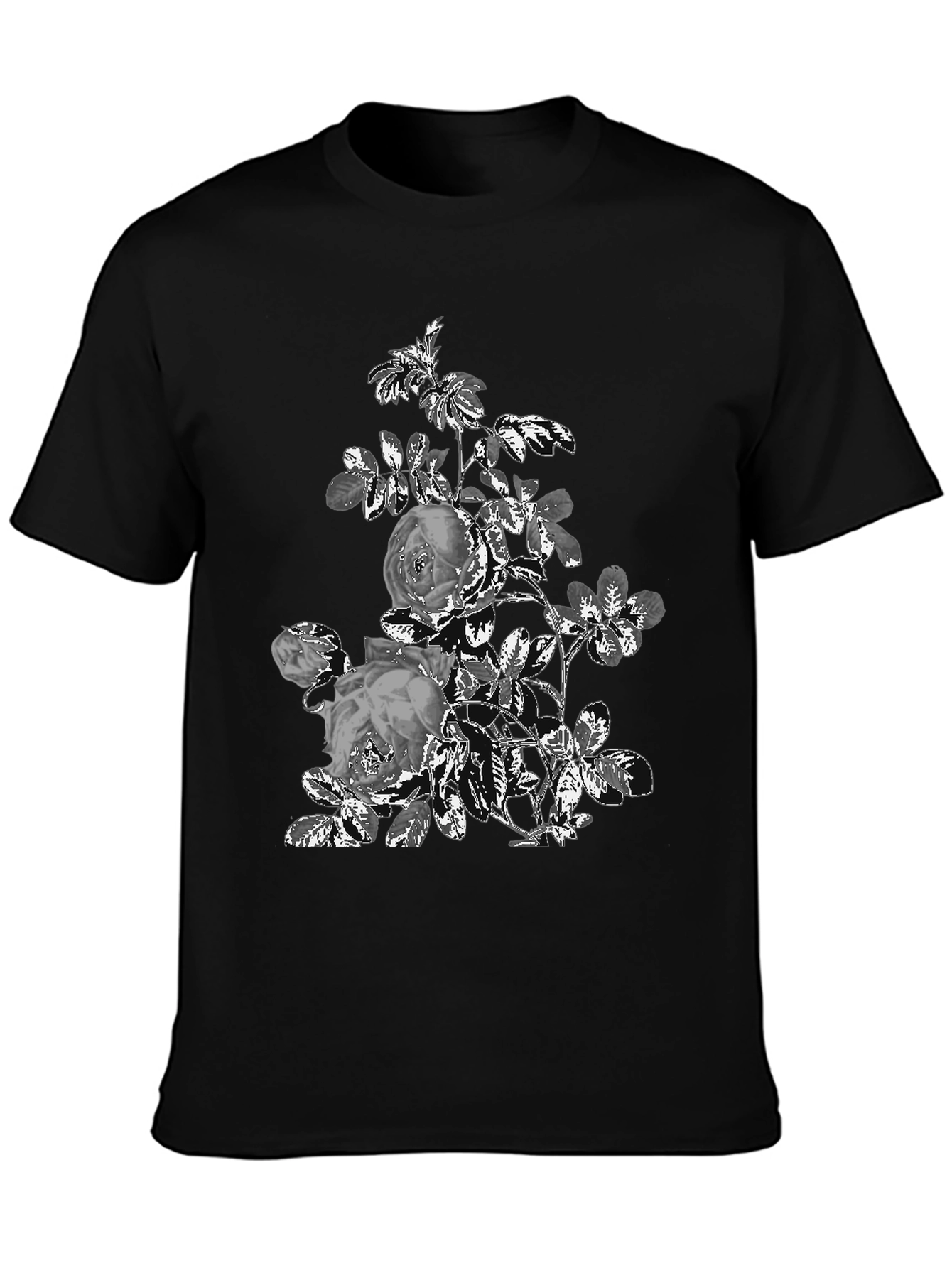 Black Floral Graphic Print Tee - Black view 3