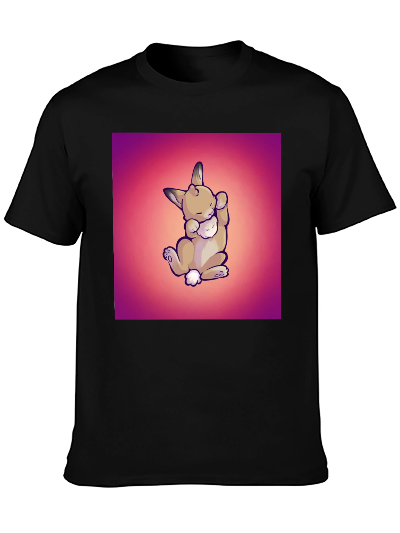 Black Cute Bunny Graphic Tee - Men's Black T-Shirt view 3