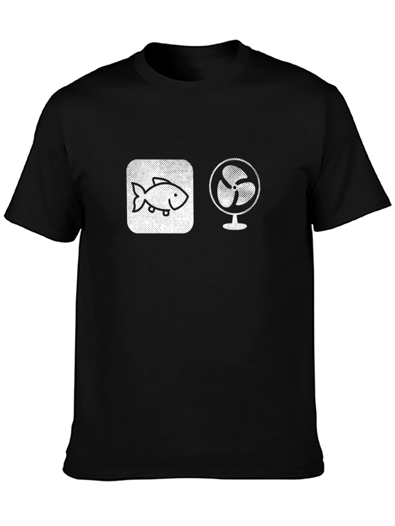Black Fish and Fan T-Shirt - Funny Pun Tee view 3