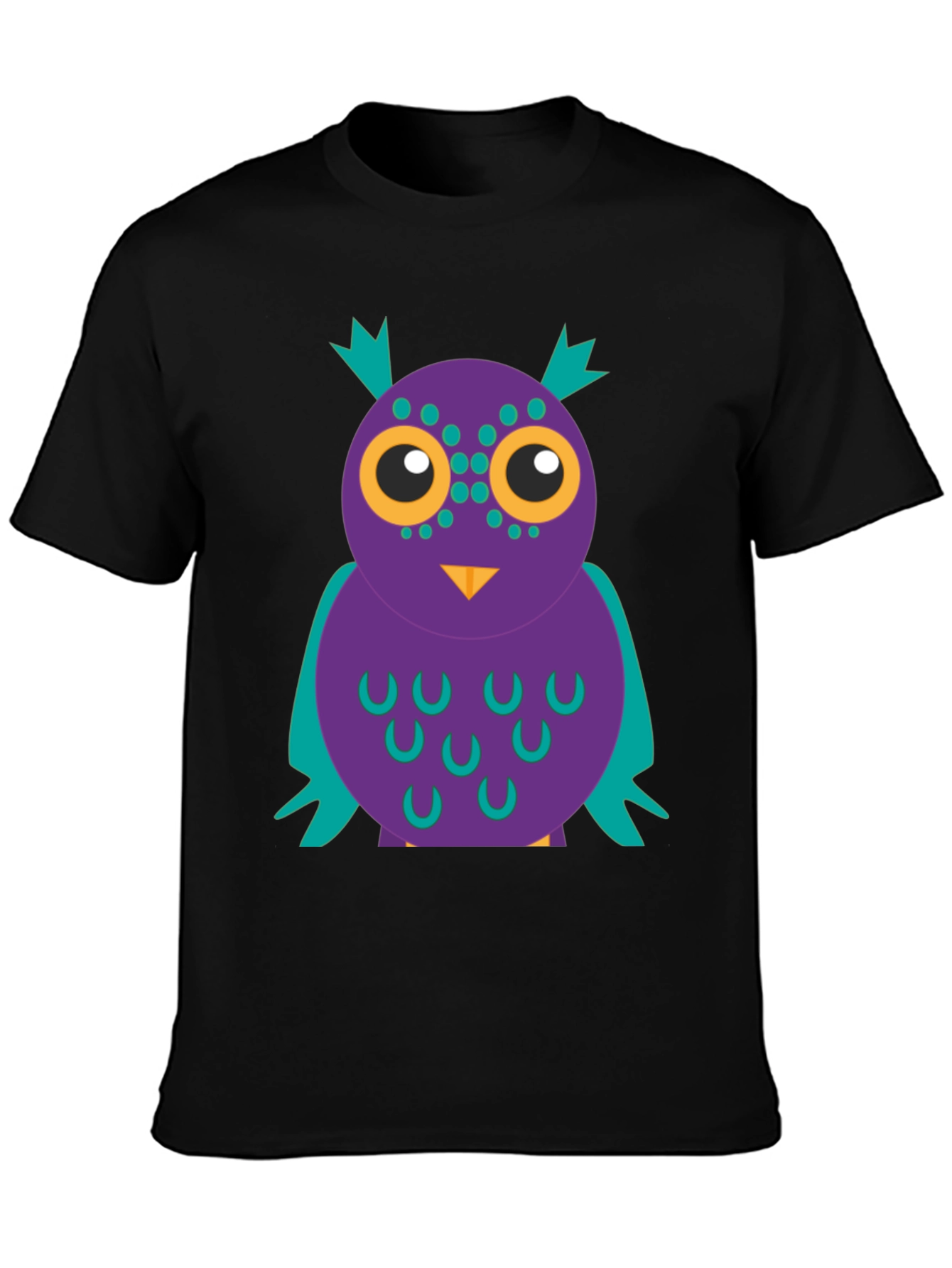 Black Funky Owl Graphic Tee - Black Cotton T-Shirt view 3