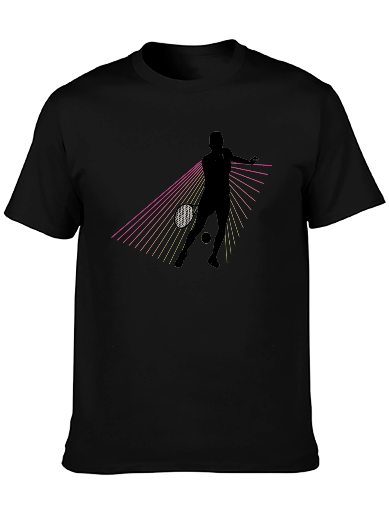 Black Tennis Player Graphic Tee - Retro Style view 3