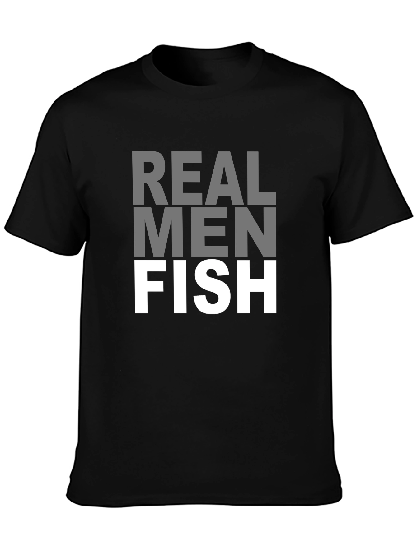 Black Real Men Fish Graphic T-Shirt view 3