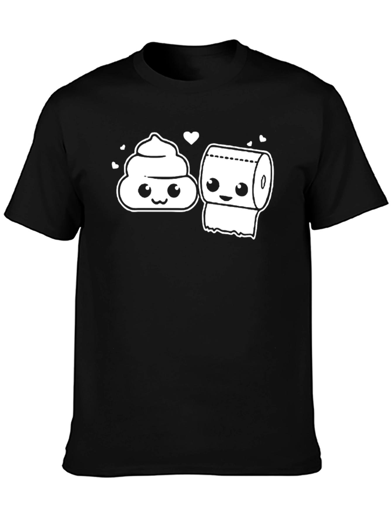 Black Cute Poop & Toilet Paper Best Friends Black T-Shirt view 3