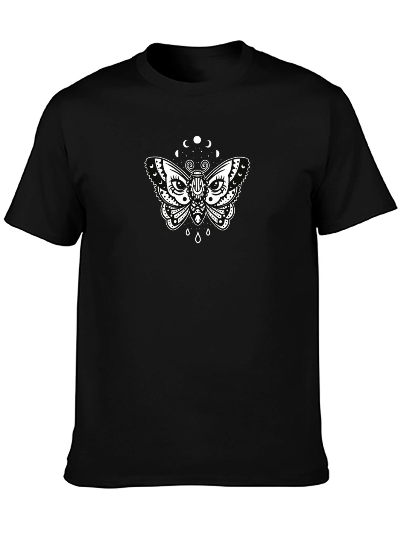 Black Moon Moth Graphic Tee - Black Cotton T-Shirt view 3