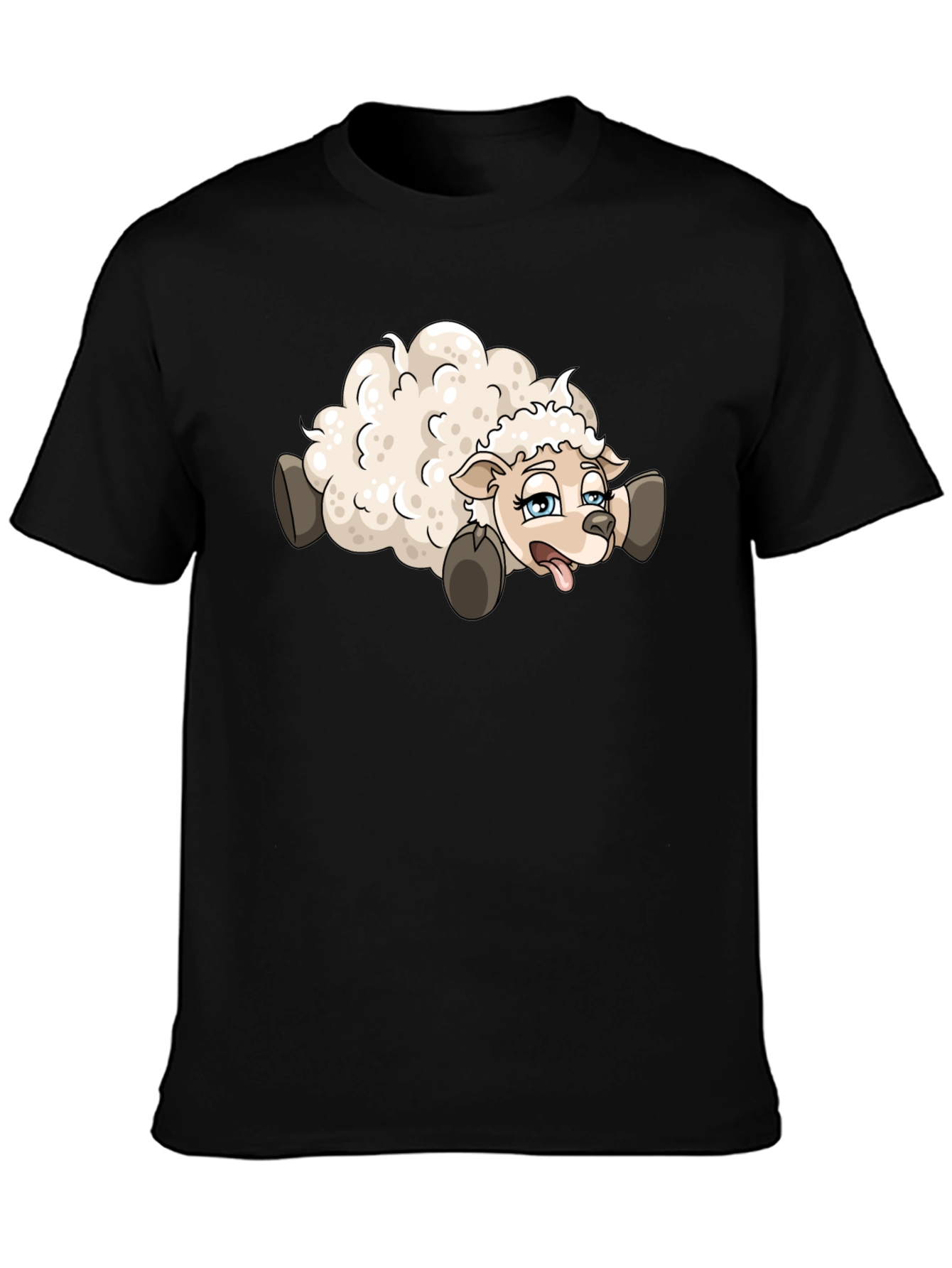 Black Cartoon Sheep Graphic Tee - Black view 3