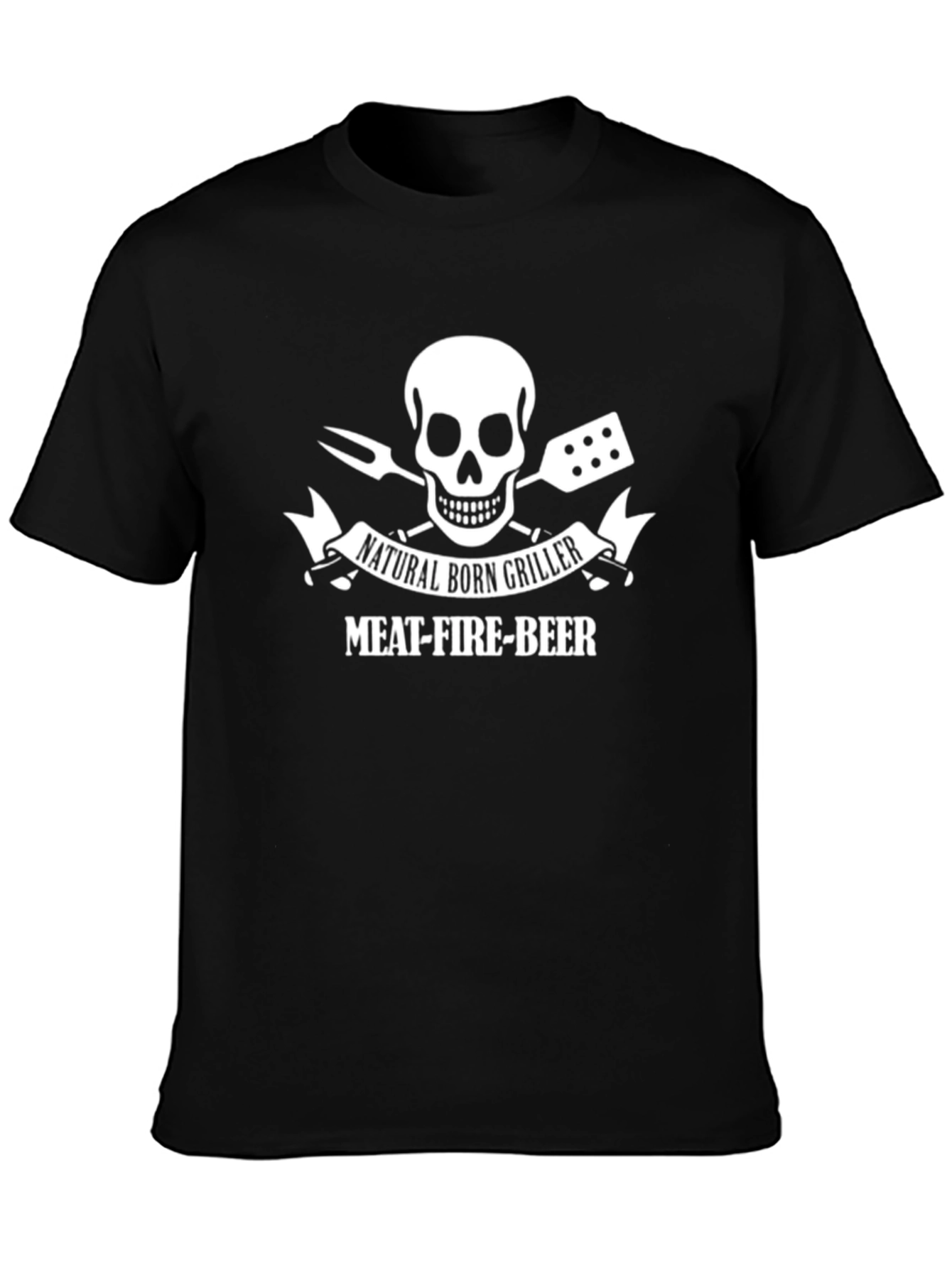 Black Natural Born Griller T-Shirt view 3