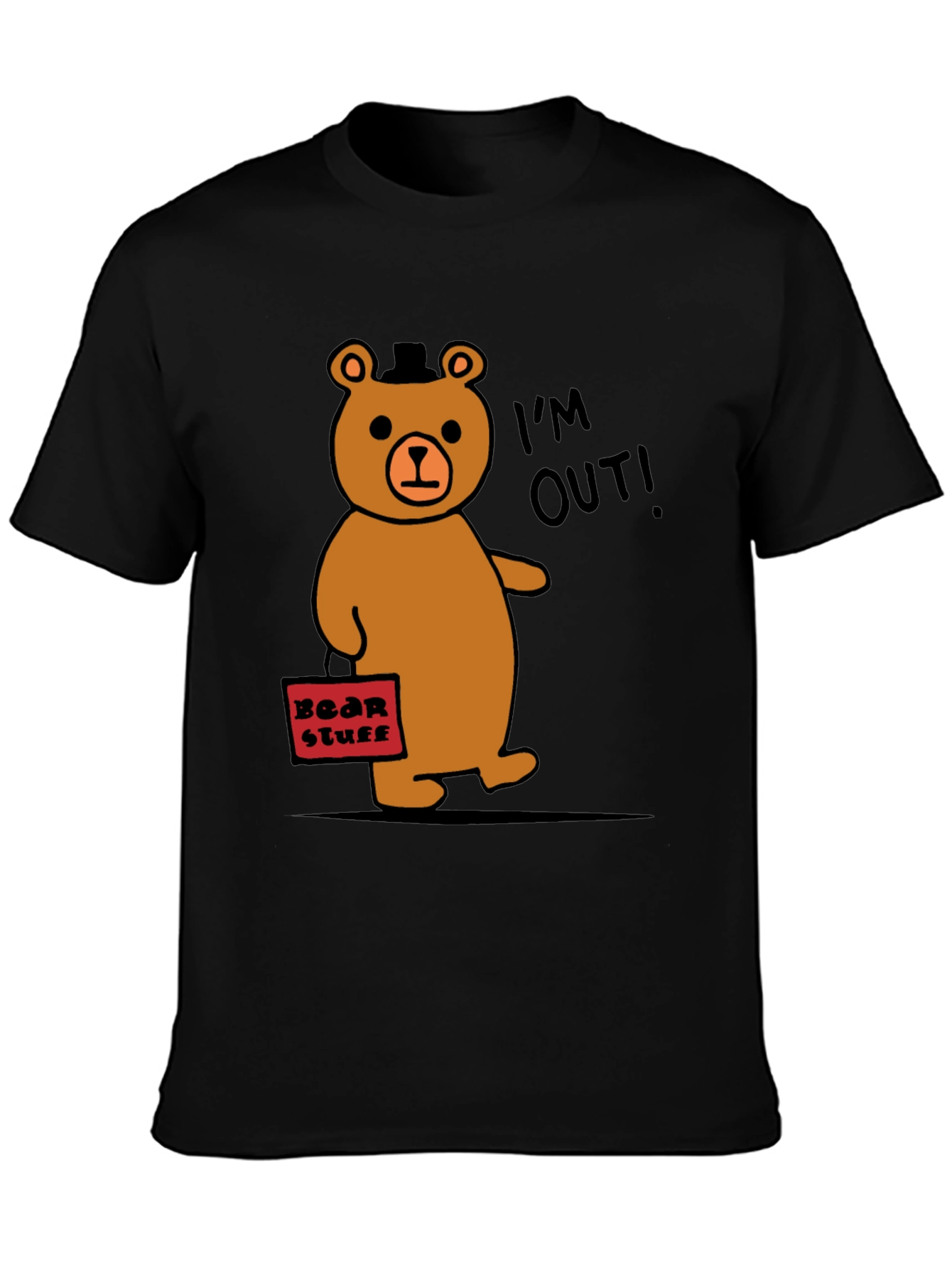 Black Funny Bear Leaving T-Shirt - I'm Out! view 3