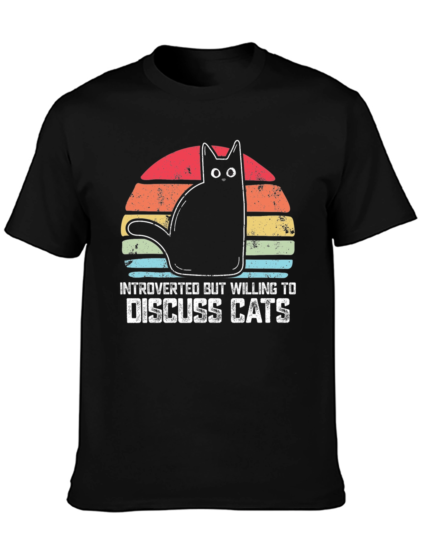 Black Introverted Cat Lover T-Shirt view 3