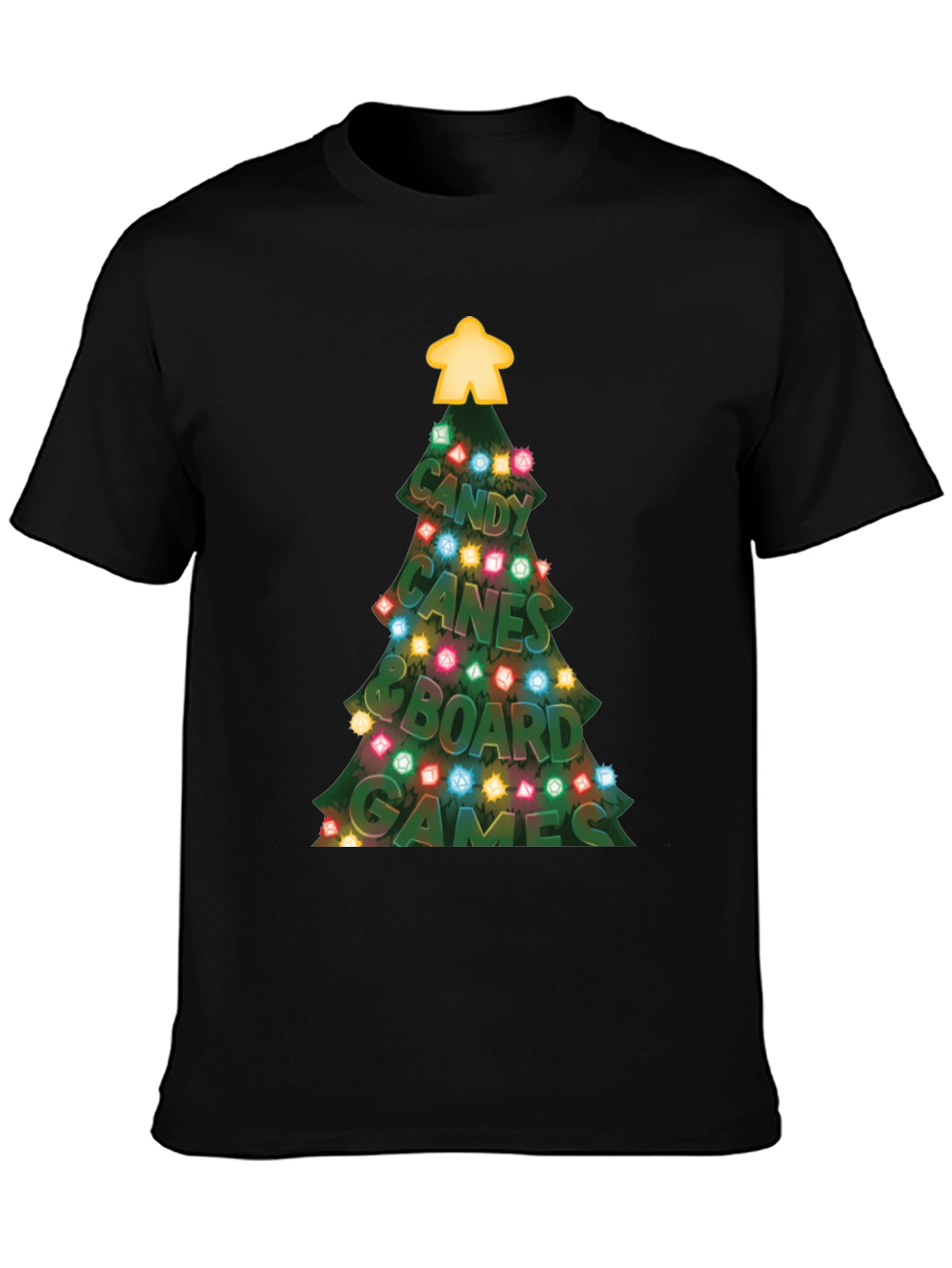 Black Festive Board Game Christmas T-Shirt view 3