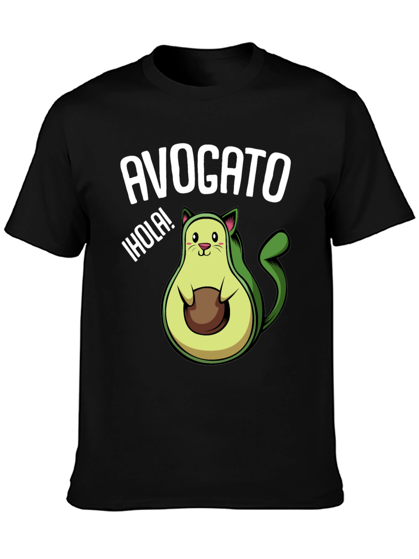 Black Avogato T-Shirt - Funny Avocado Cat Tee view 3