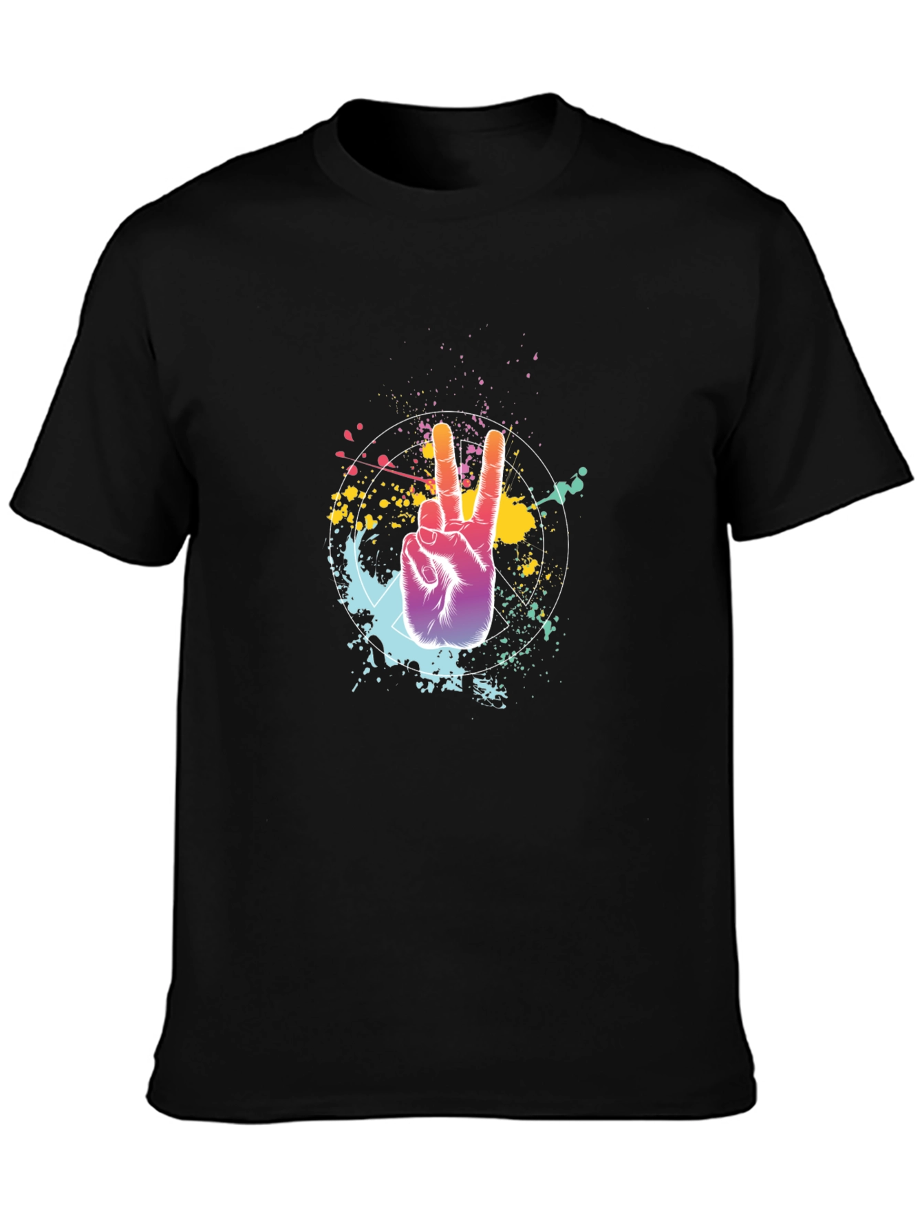 Black Peace Sign Graphic Black T-Shirt view 3