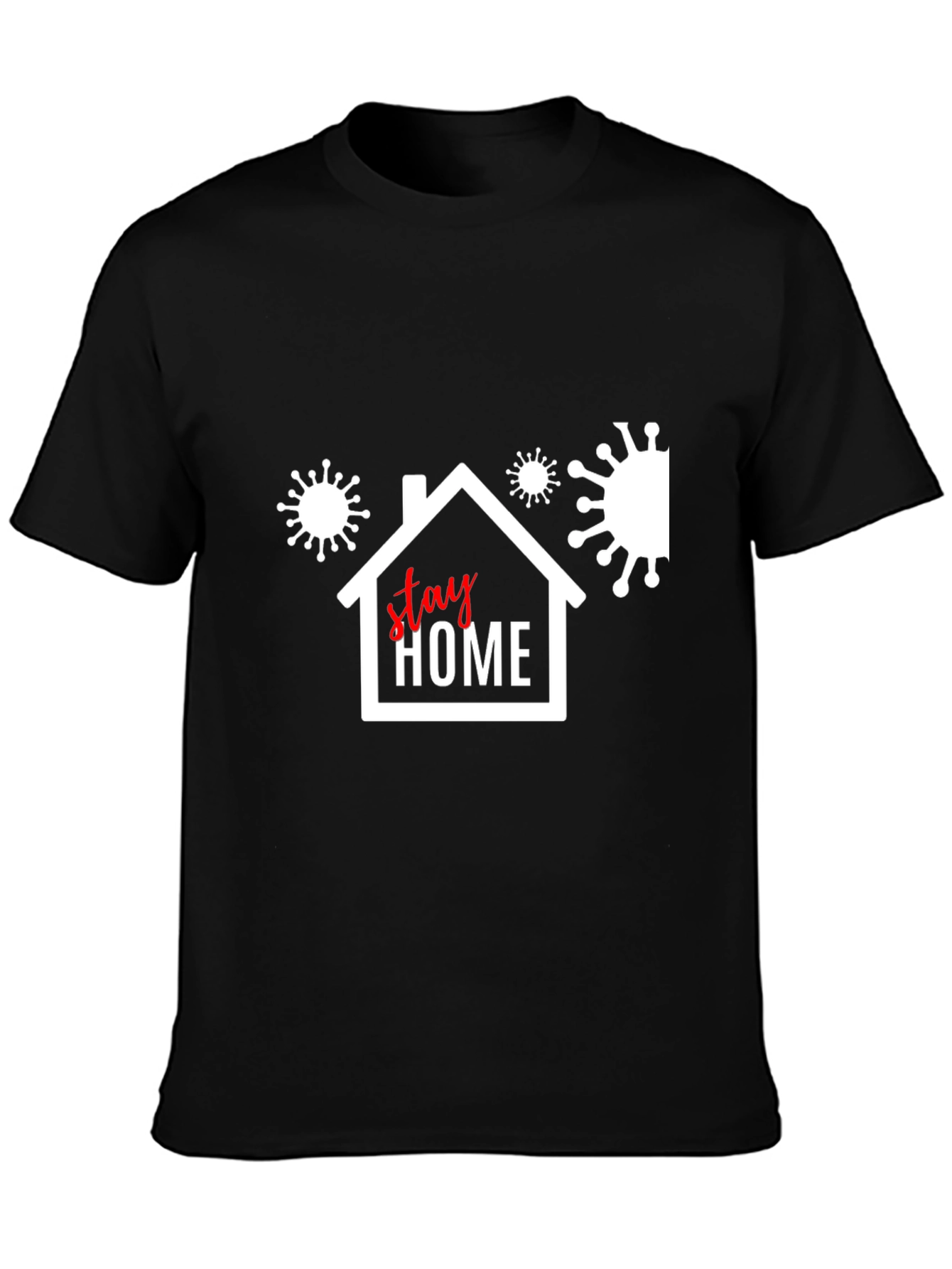 Black Stay Home Black T-Shirt - Protect Yourself, Protect Others view 3
