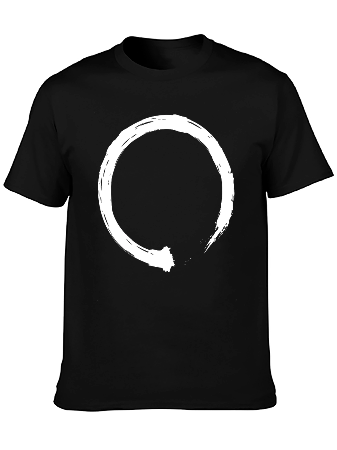 Black Black T-Shirt with White Enso Circle Design view 3