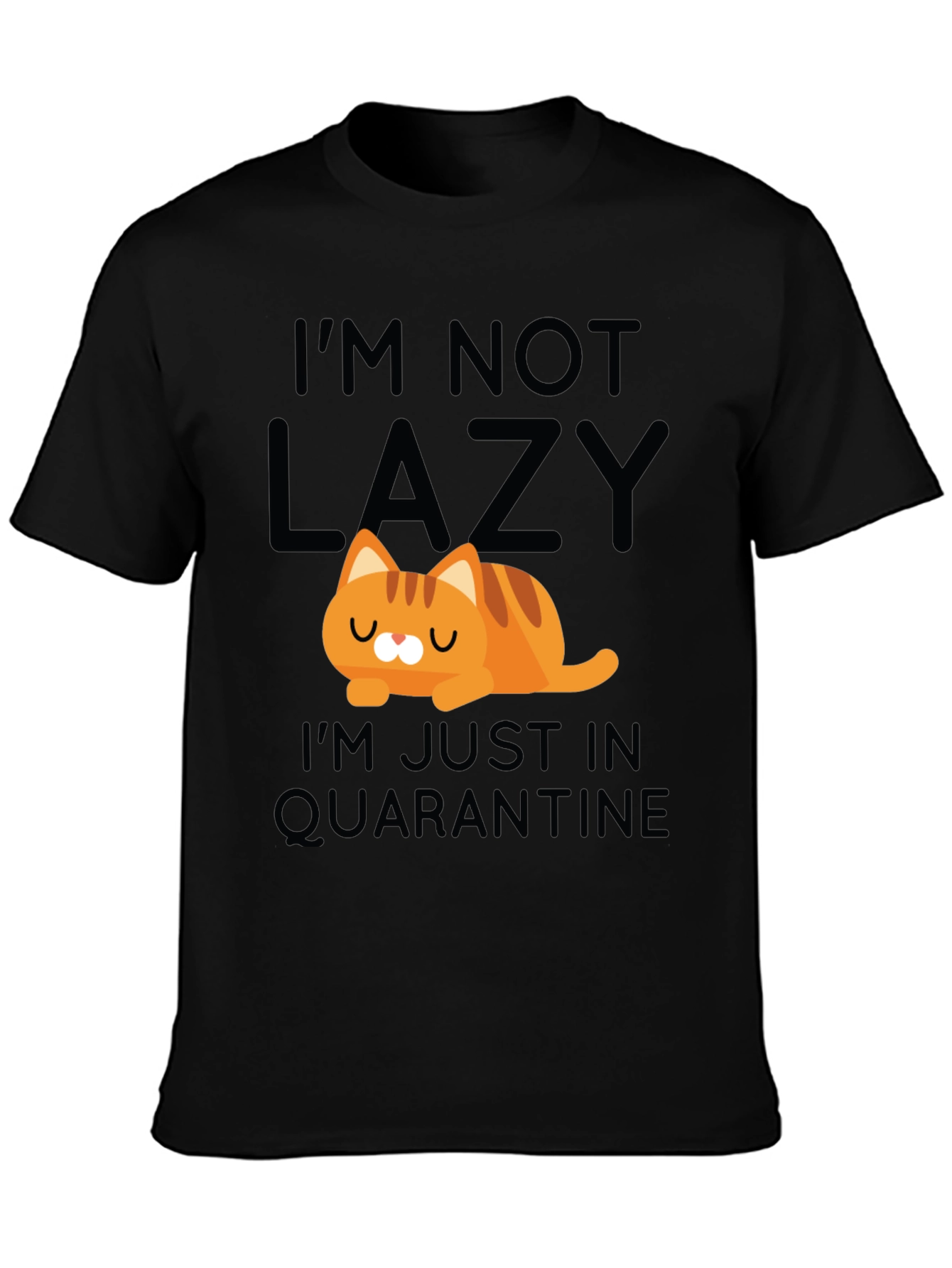 Black Funny Cat Quarantine T-Shirt view 3