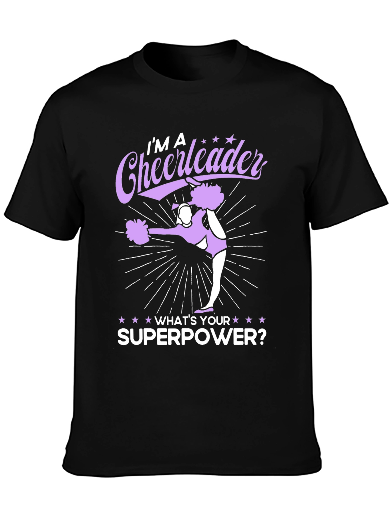Black Cheerleader Superpower Black Graphic Tee view 3