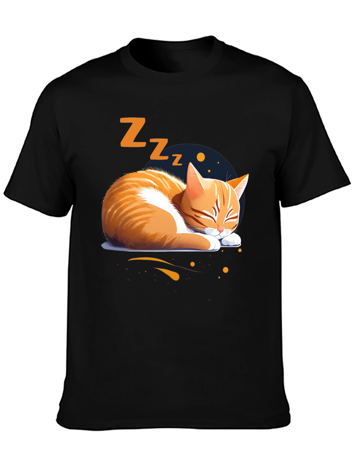 Black Sleeping Cat Graphic Tee - Comfortable Cotton Shirt view 3