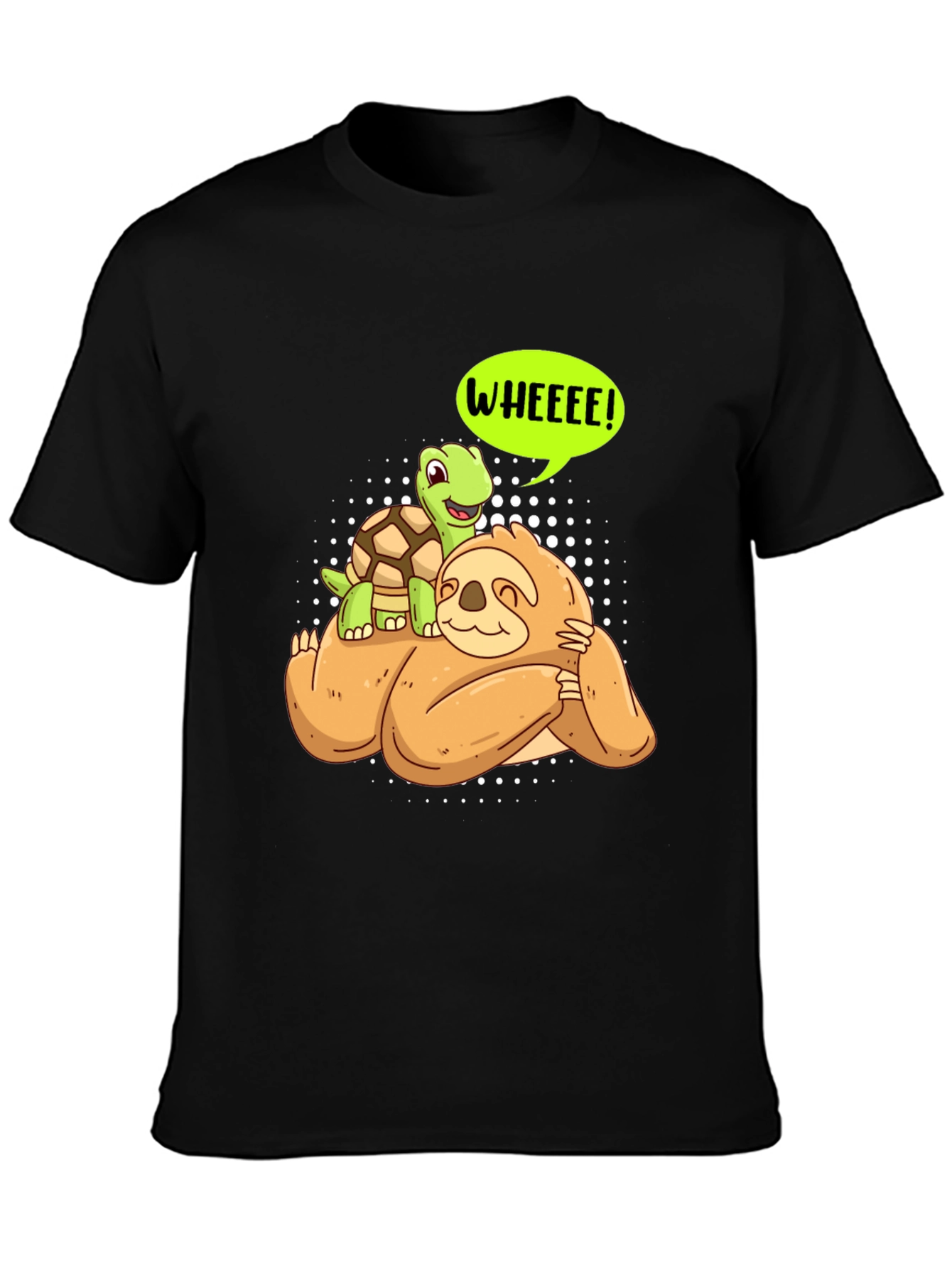 Black Sloth and Turtle WHEEEE! Graphic T-Shirt view 3