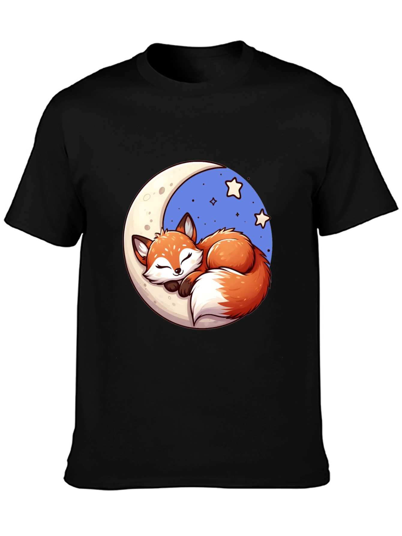 Black Dreamy Fox Graphic Tee - Cute Cartoon Design view 3
