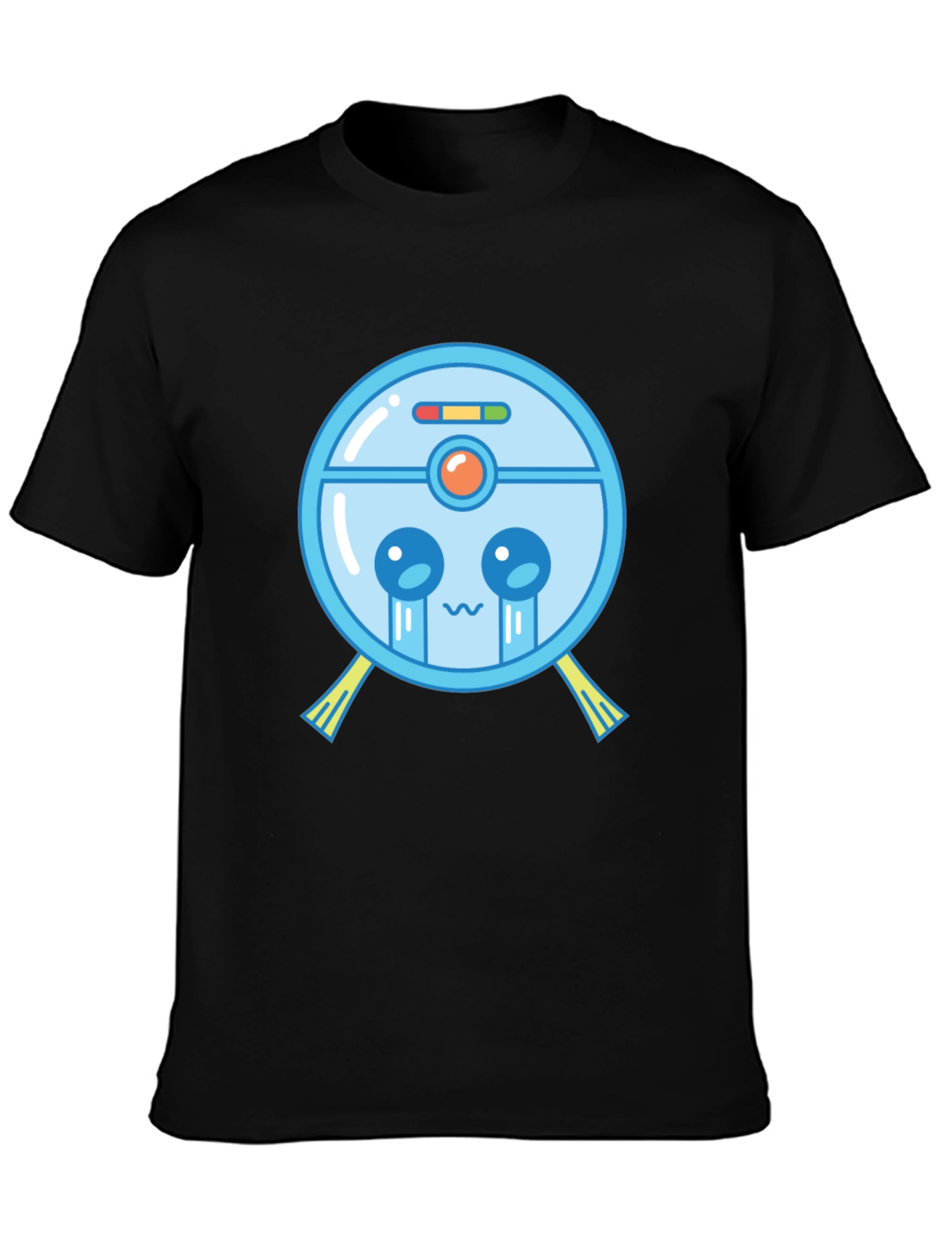 Black Cute Robot Vacuum T-Shirt - Black Graphic Tee view 3