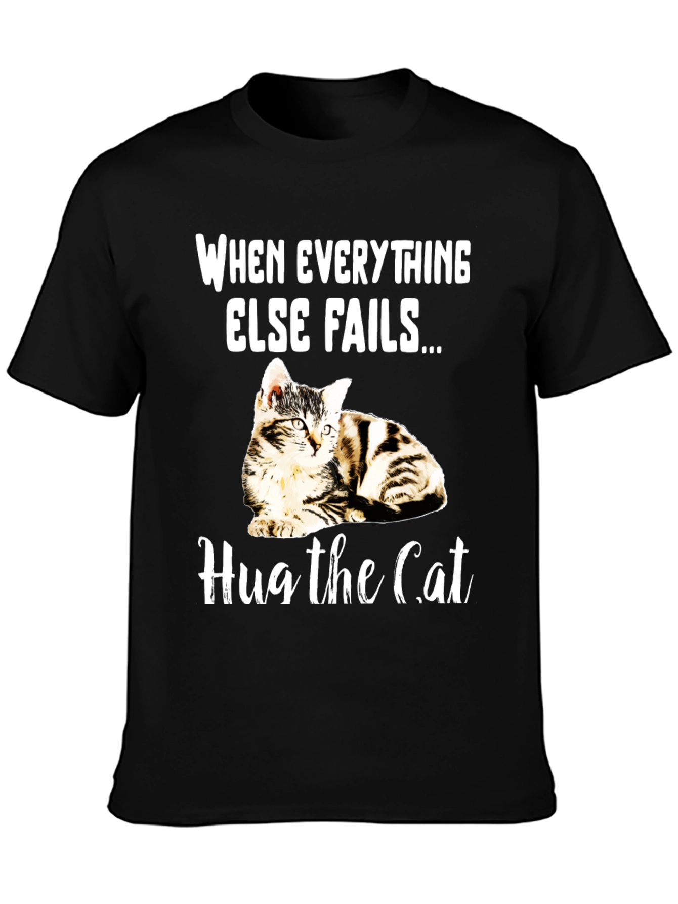 Black Hug the Cat T-Shirt - Novelty Graphic Tee view 3