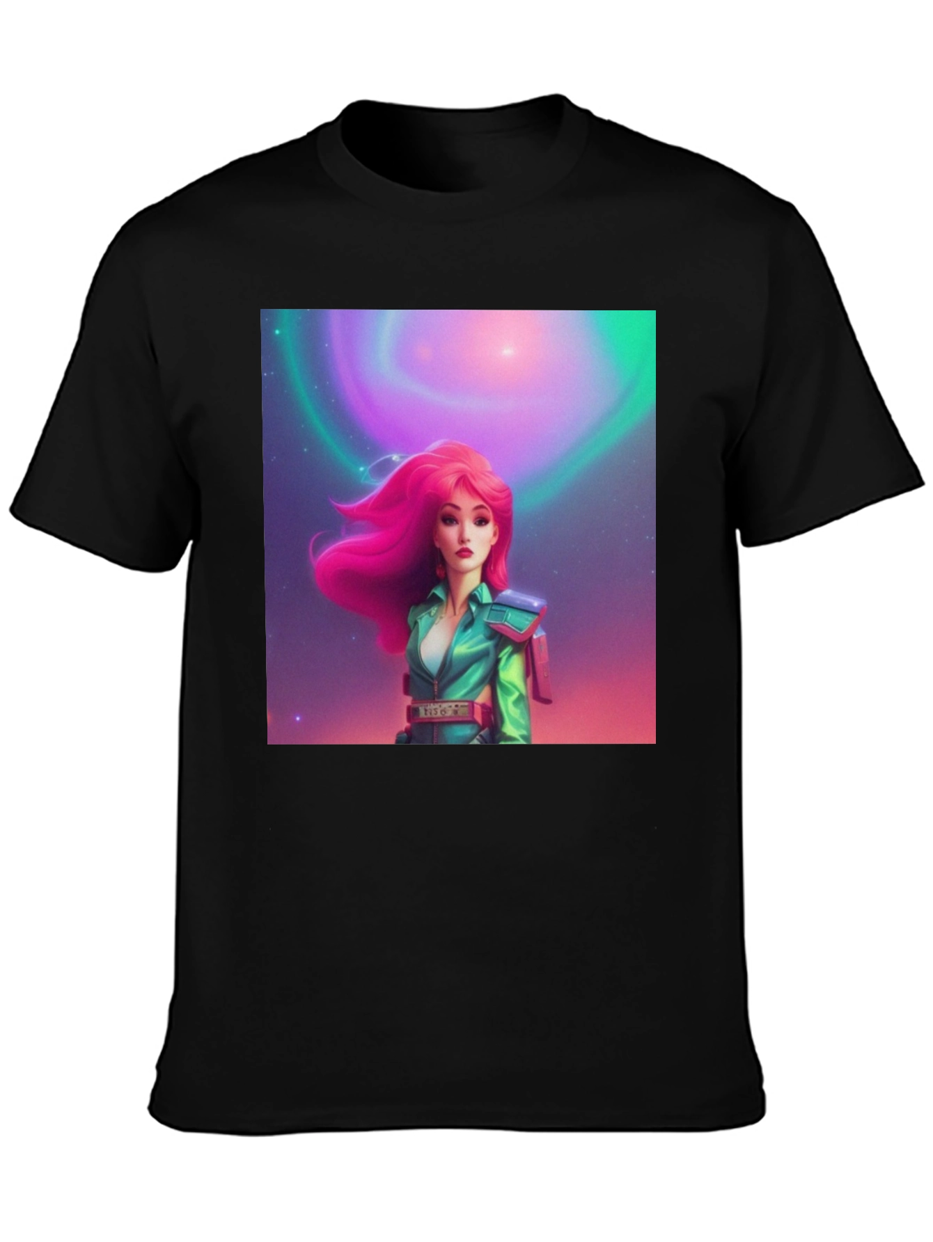 Black Retro Sci-Fi Girl Graphic Tee view 3
