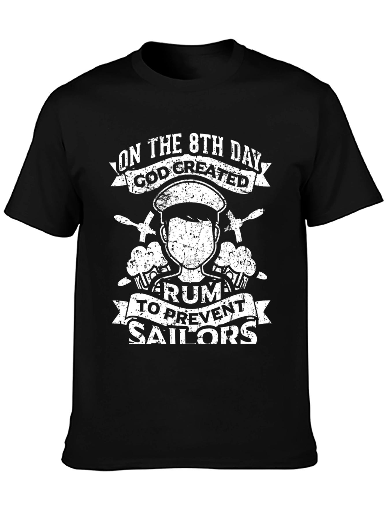 Black Funny Sailor Rum Graphic T-Shirt - 8th Day Creation view 3