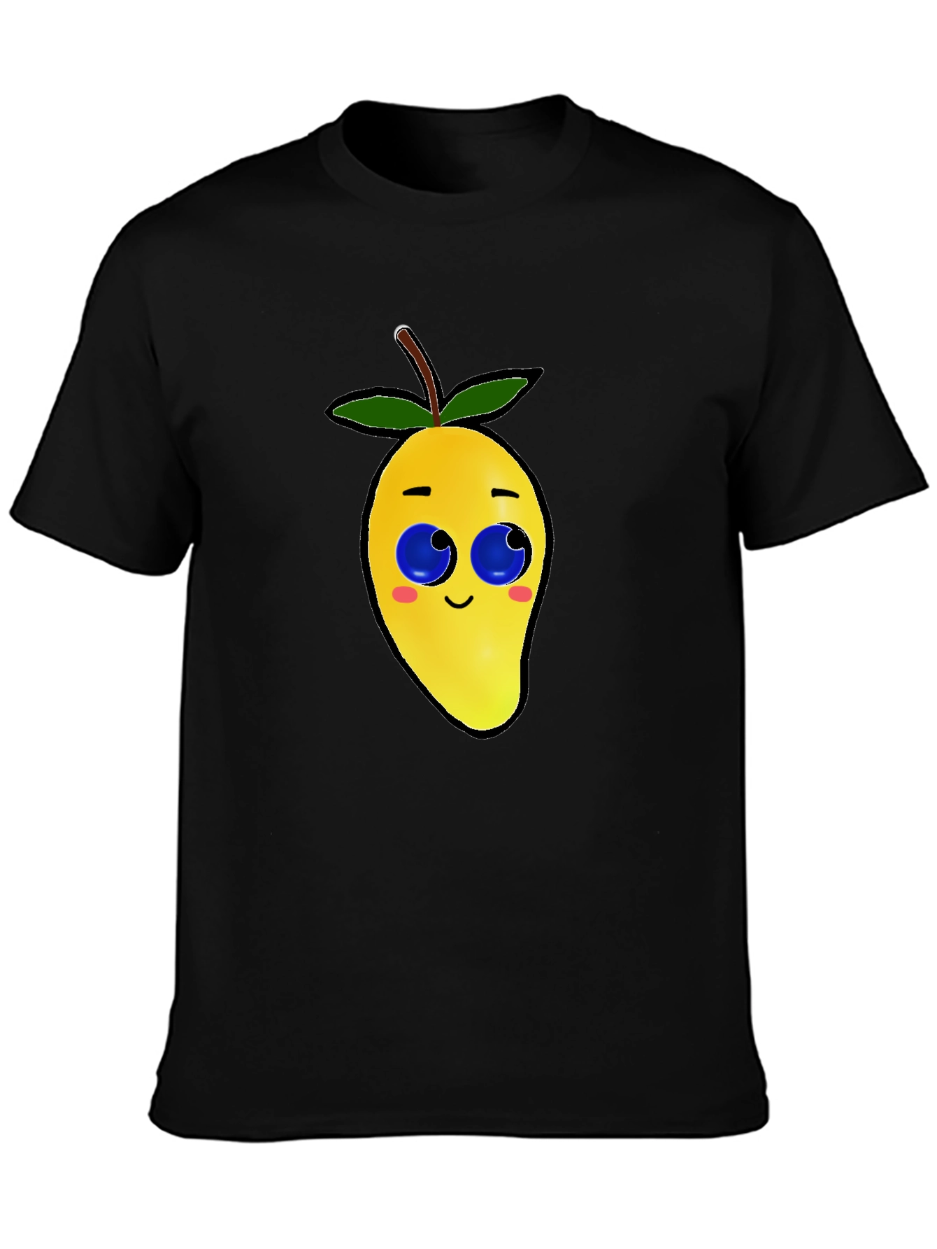Black Cartoon Mango Graphic Tee - Black Cotton Blend view 3