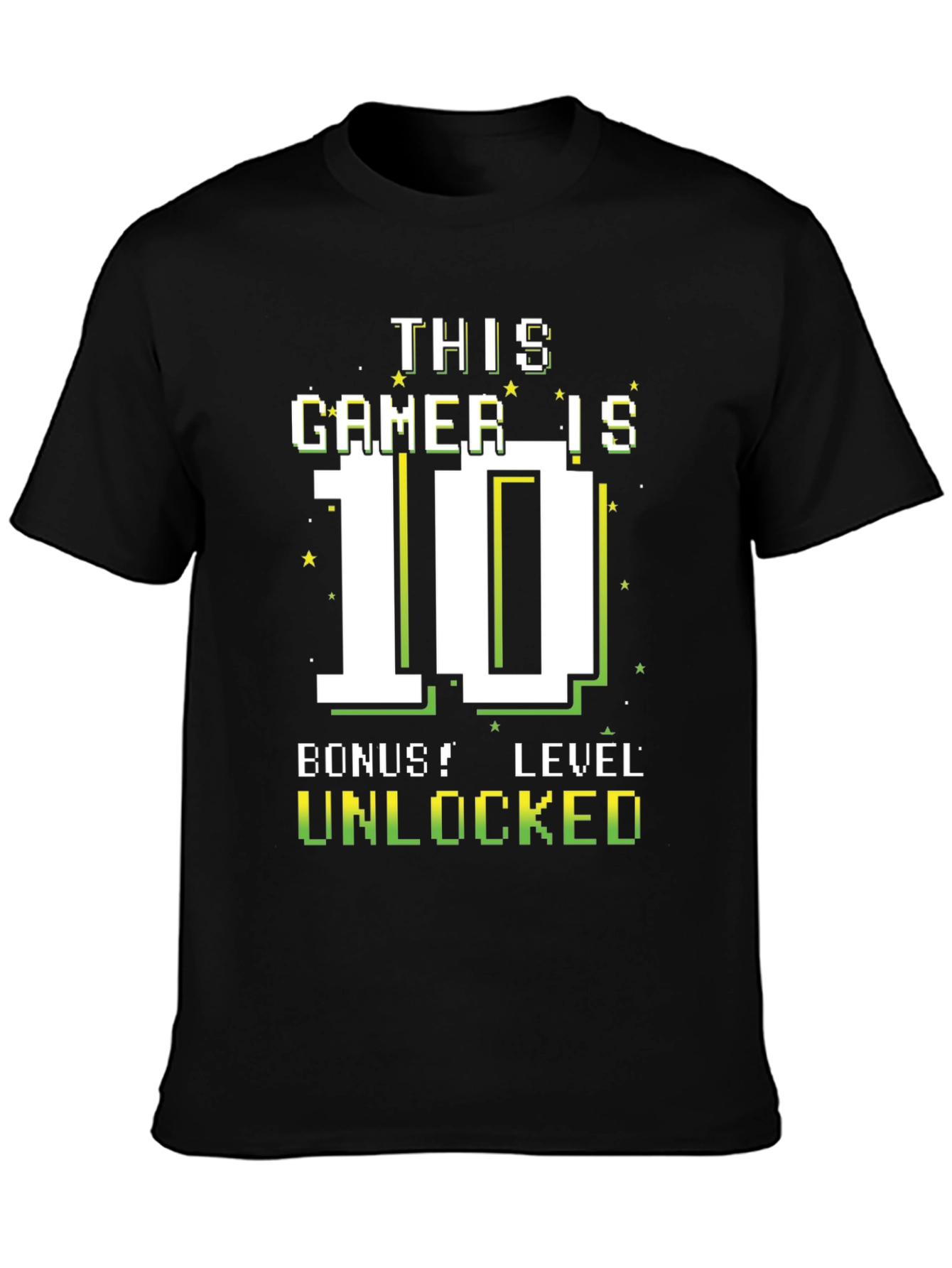 Black Gamer Level 10 Unlocked T-Shirt - Birthday Gift view 3