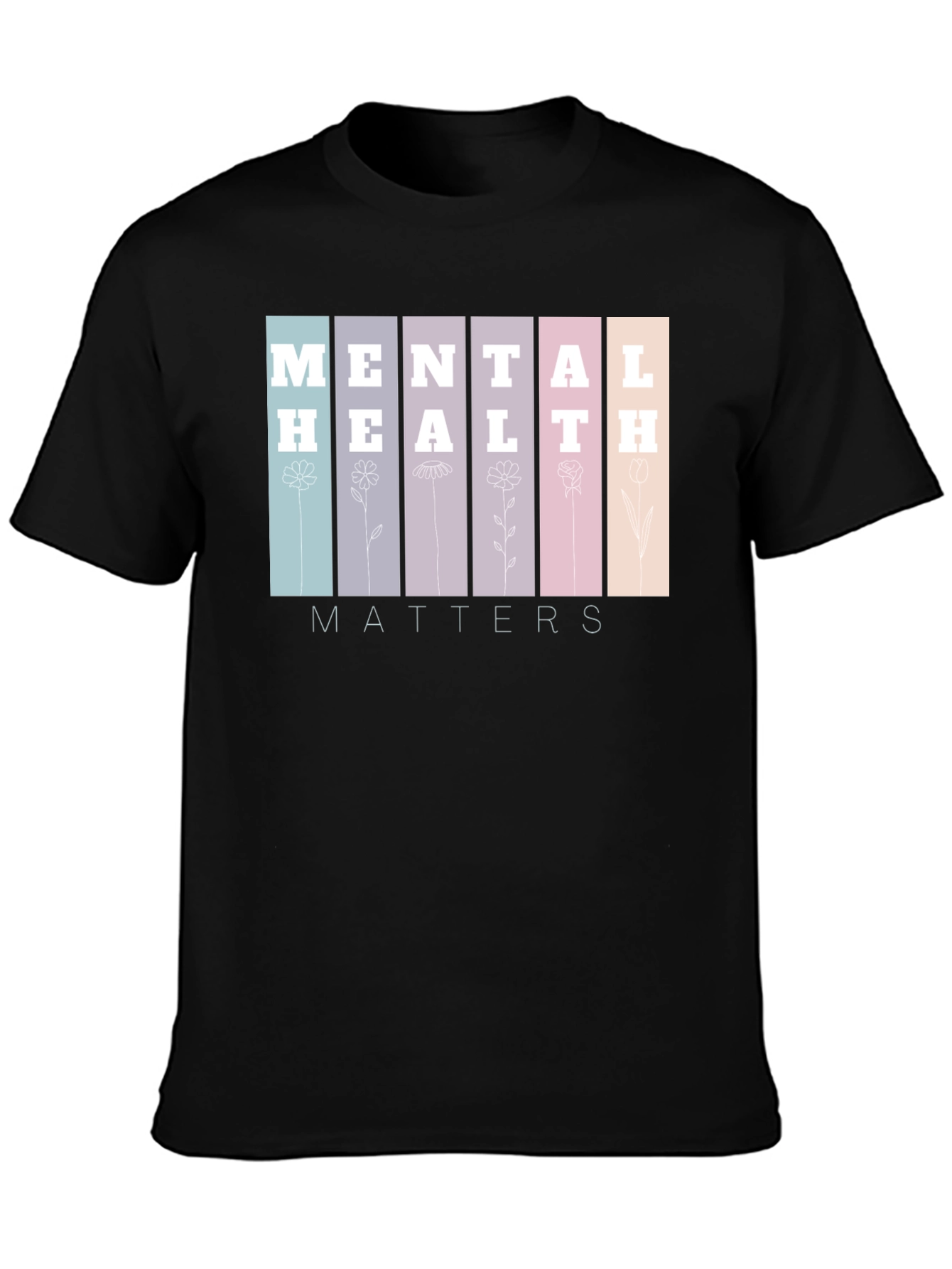 Black Mental Health Matters Black T-Shirt view 3