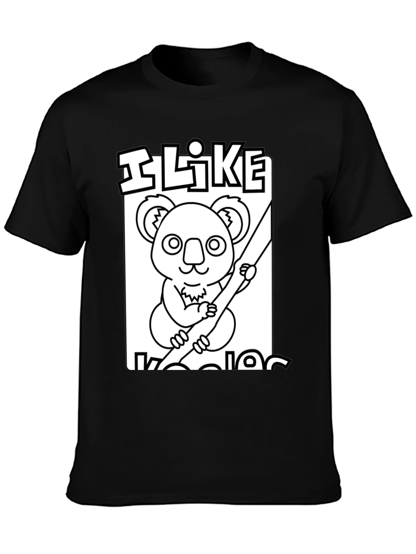 I Like Koalas T-Shirt: Black Cotton Tee - 3